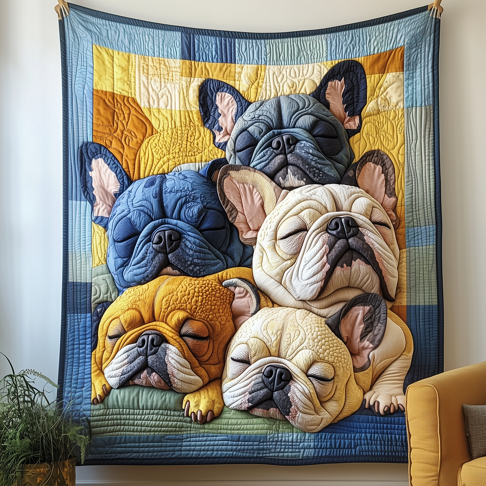 Adorable Sleepy French Bulldogs Friendly Quilted Blanket French Bulldog Xmas Presents
