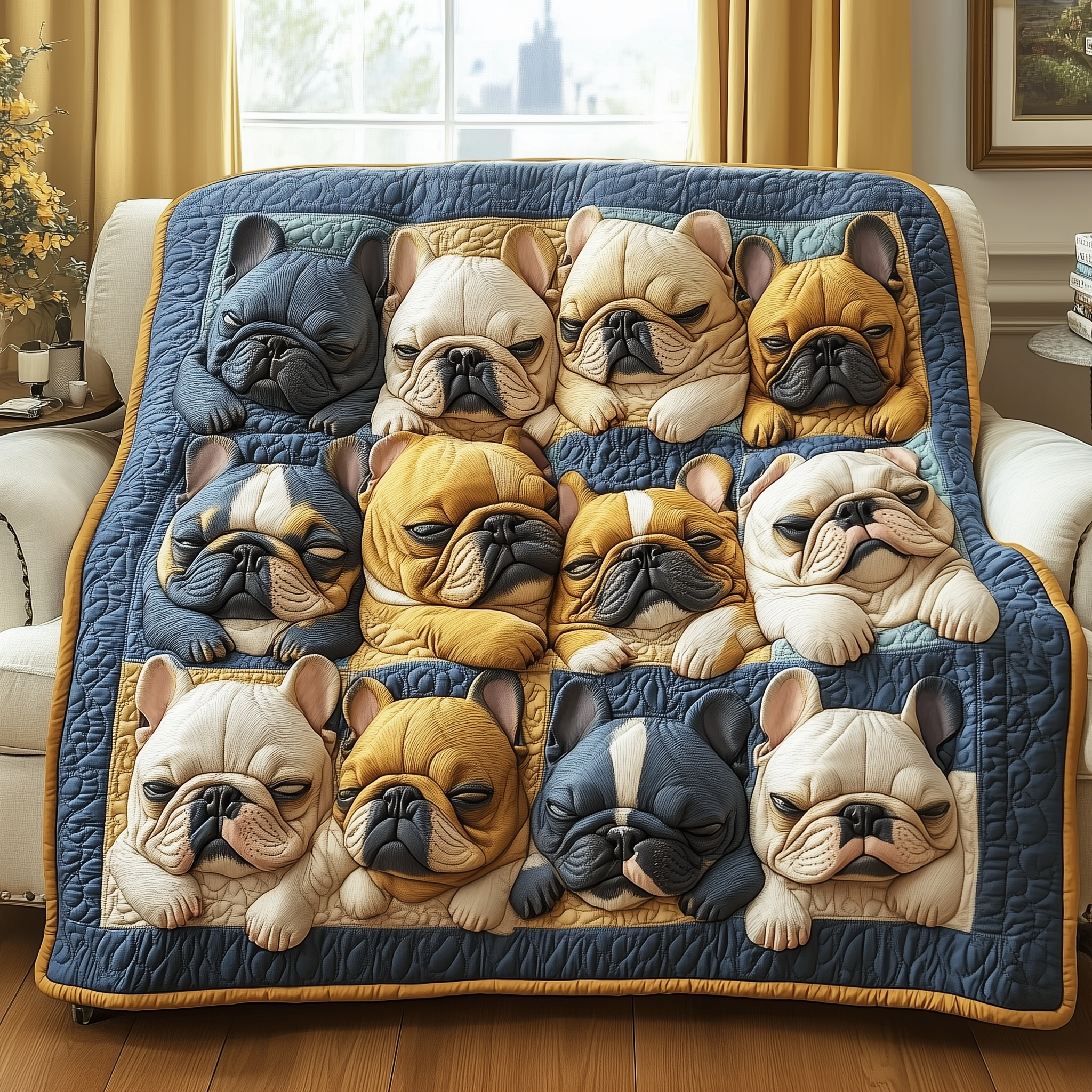 Adorable Sleepy French Bulldogs Happy Quilted Blanket Gift Ideas For Bulldog Lovers