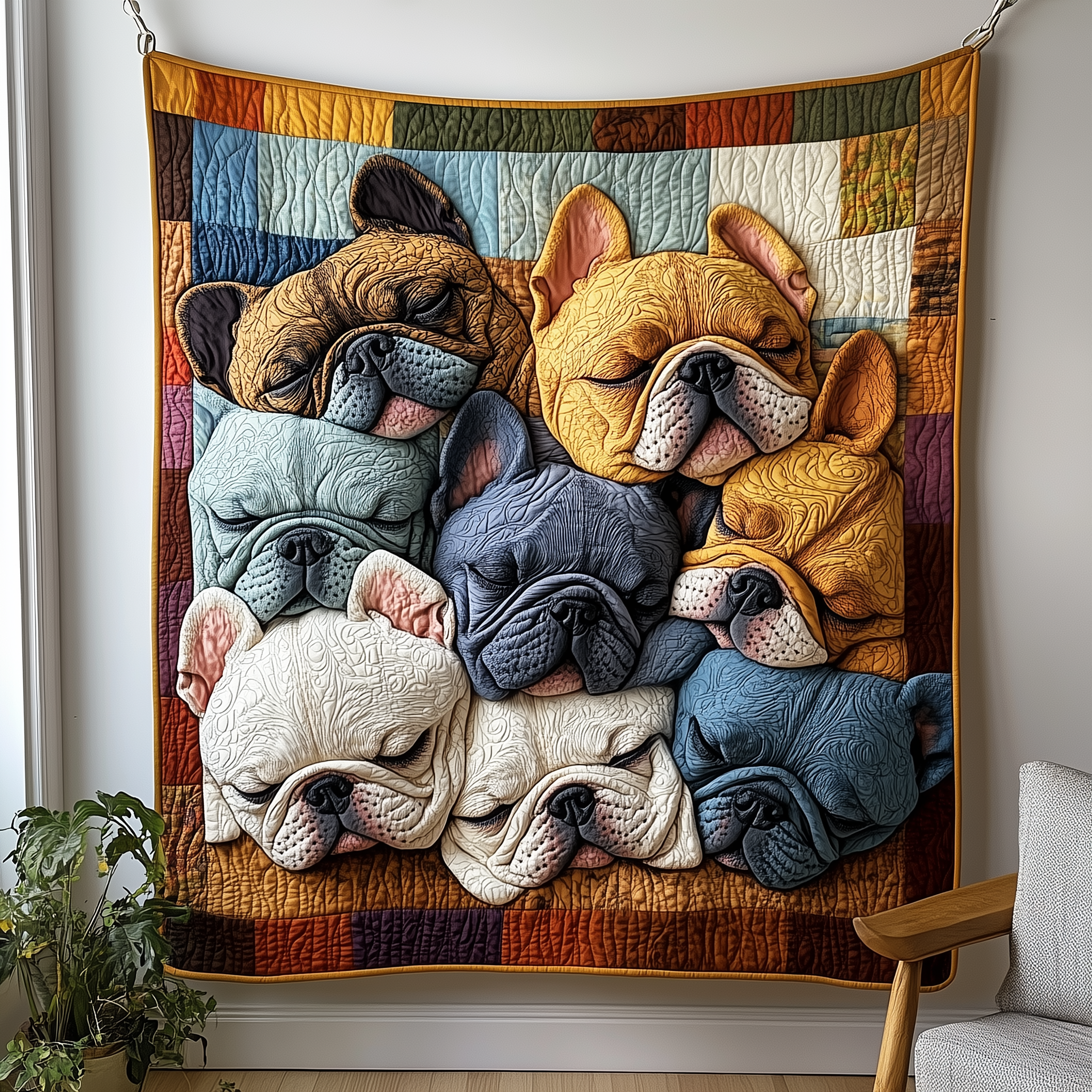 Adorable Sleepy French Bulldogs Quilted Blanket French Bulldog Gifts For Women