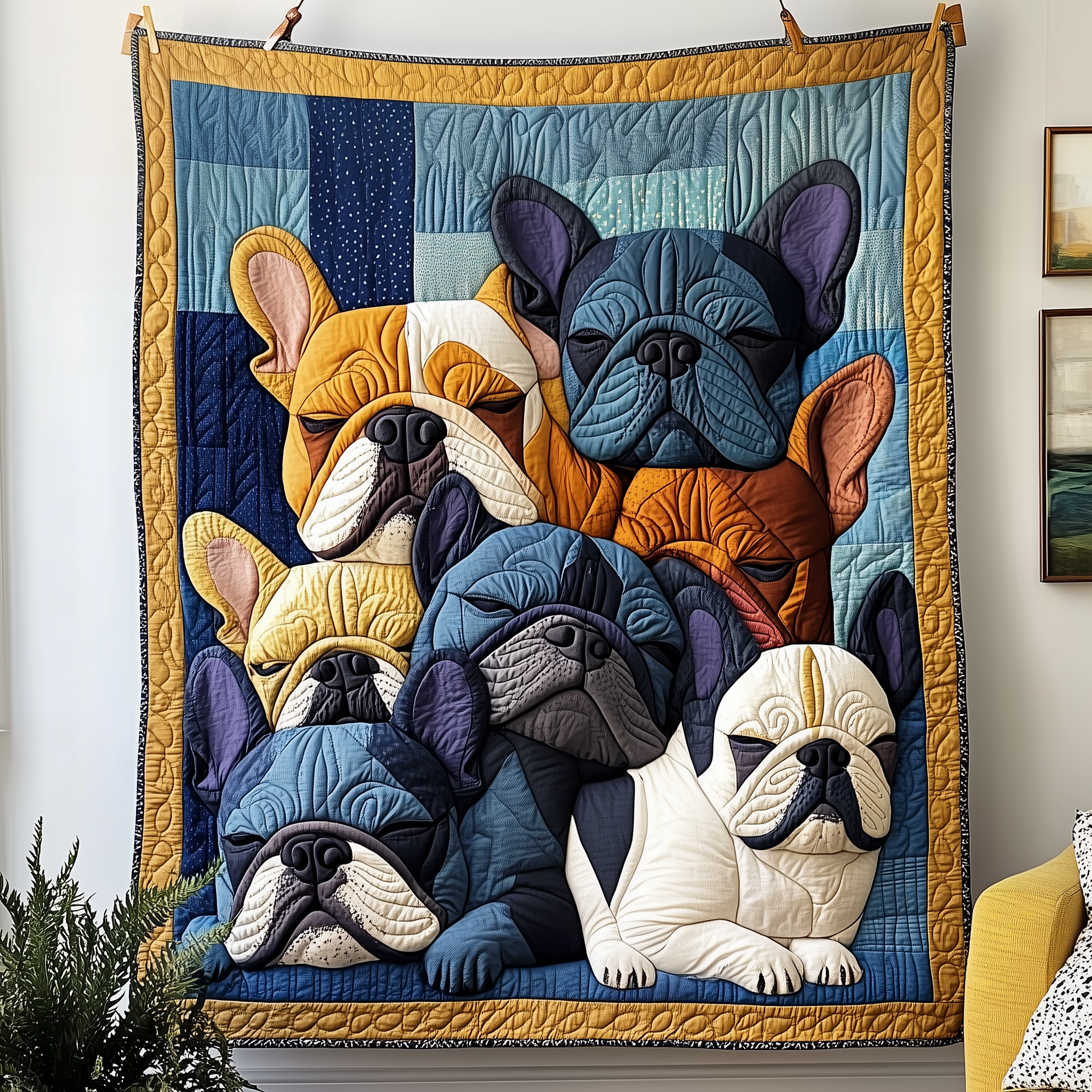 Adorable Sleepy French Bulldogs Stylish Quilted Blanket French Bulldog Themed Gifts For Xmas