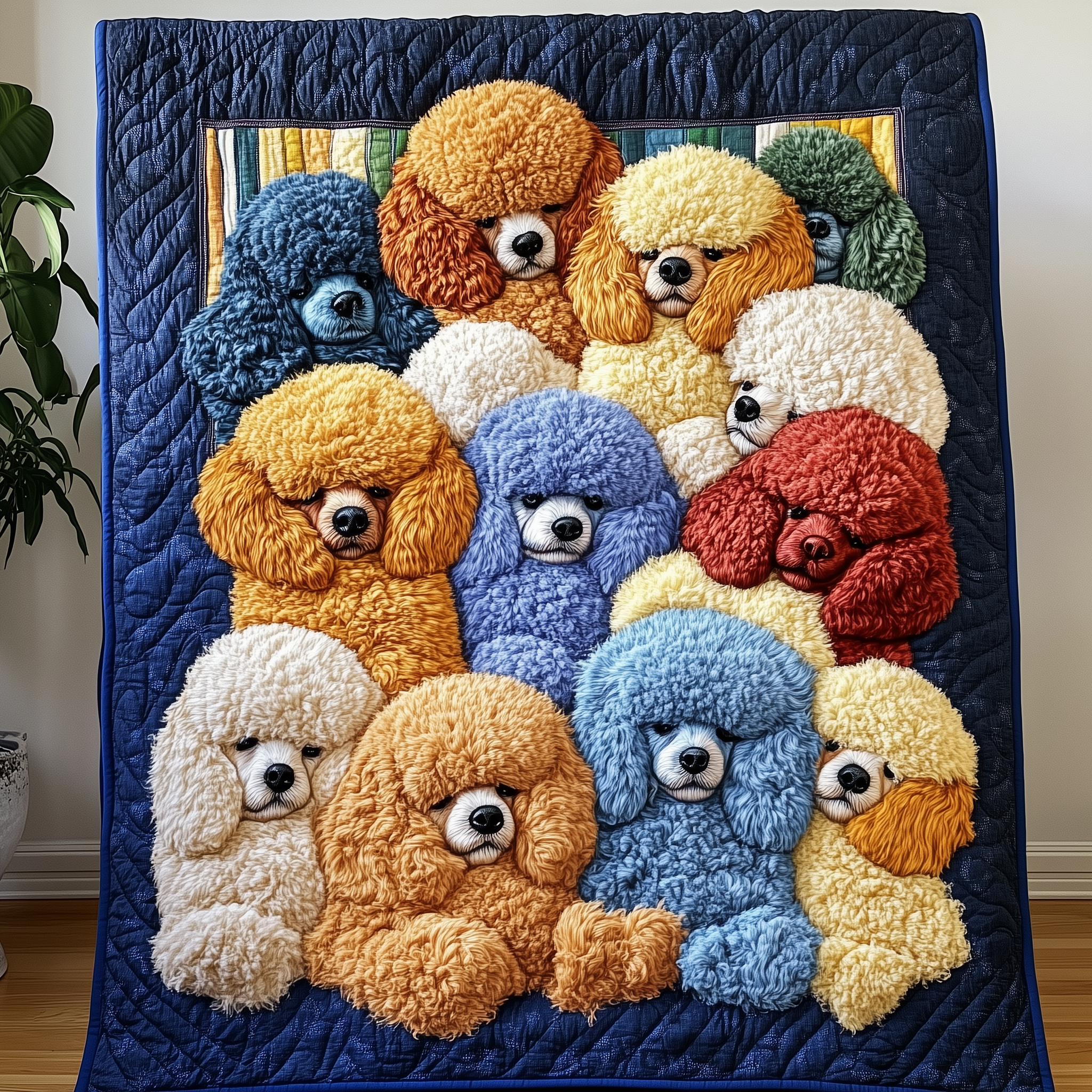 Adorable Sleepy Poodles Cute Puppy Quilted Blanket Poodles Mom Gifts For Christmas