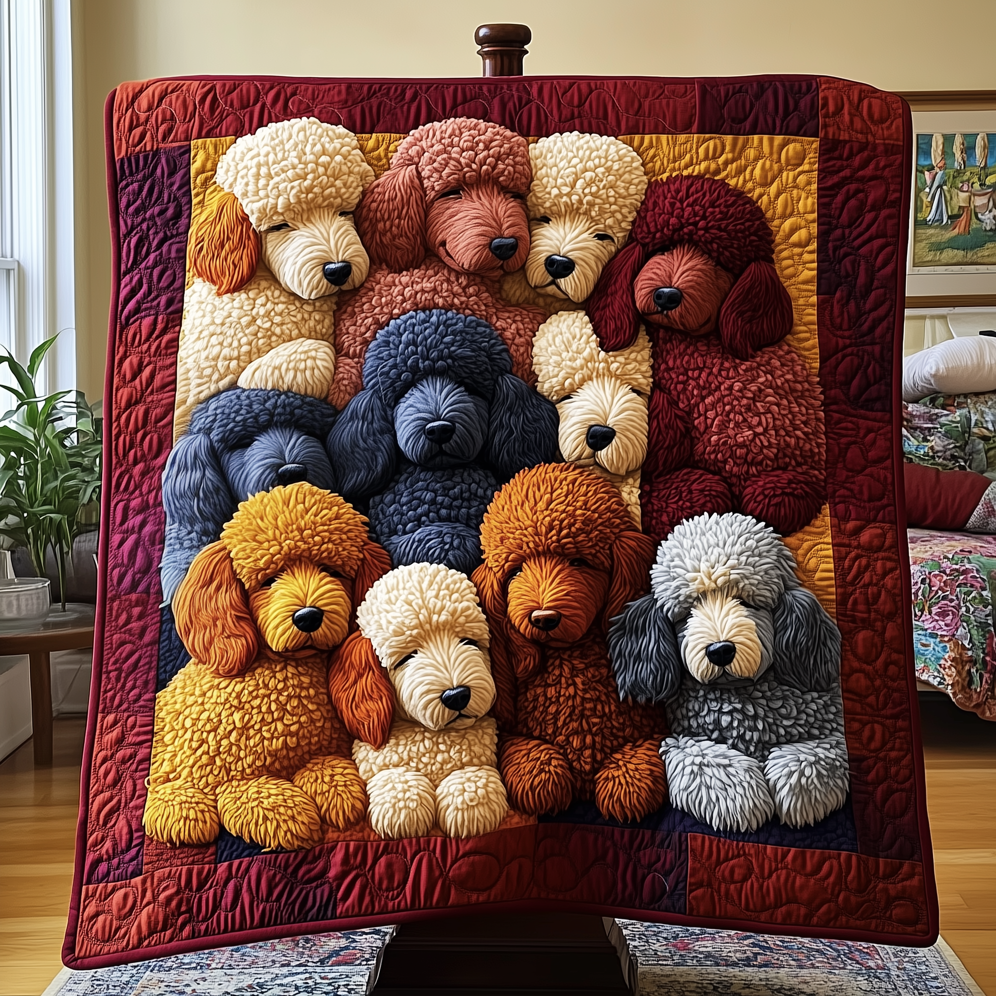 Adorable Sleepy Poodles Elegant Quilted Blanket Christmas Presents For Poodles