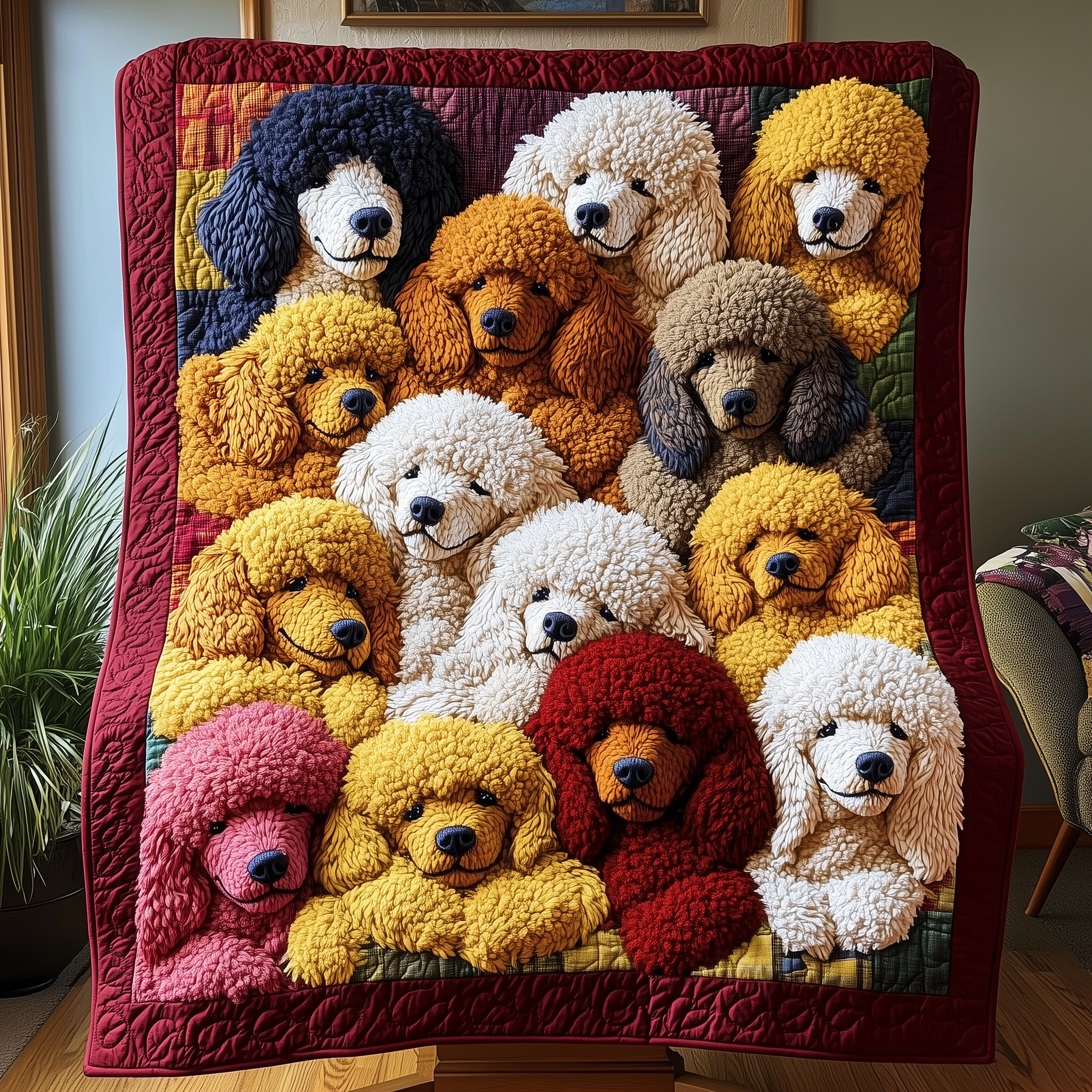 Adorable Sleepy Poodles Friendly Quilted Blanket Poodles Gifts For Women