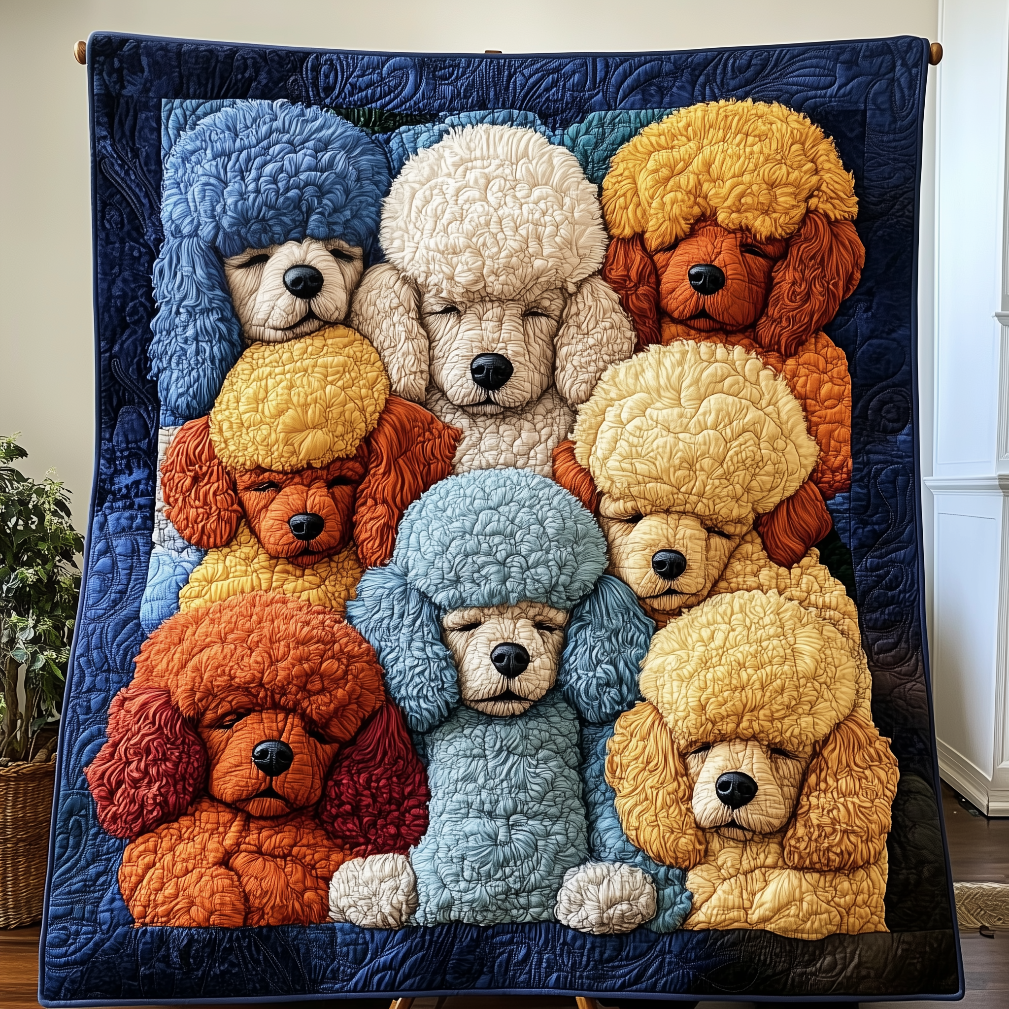 Adorable Sleepy Poodles Happy Quilted Blanket Xmas Gifts With Poodles On Them