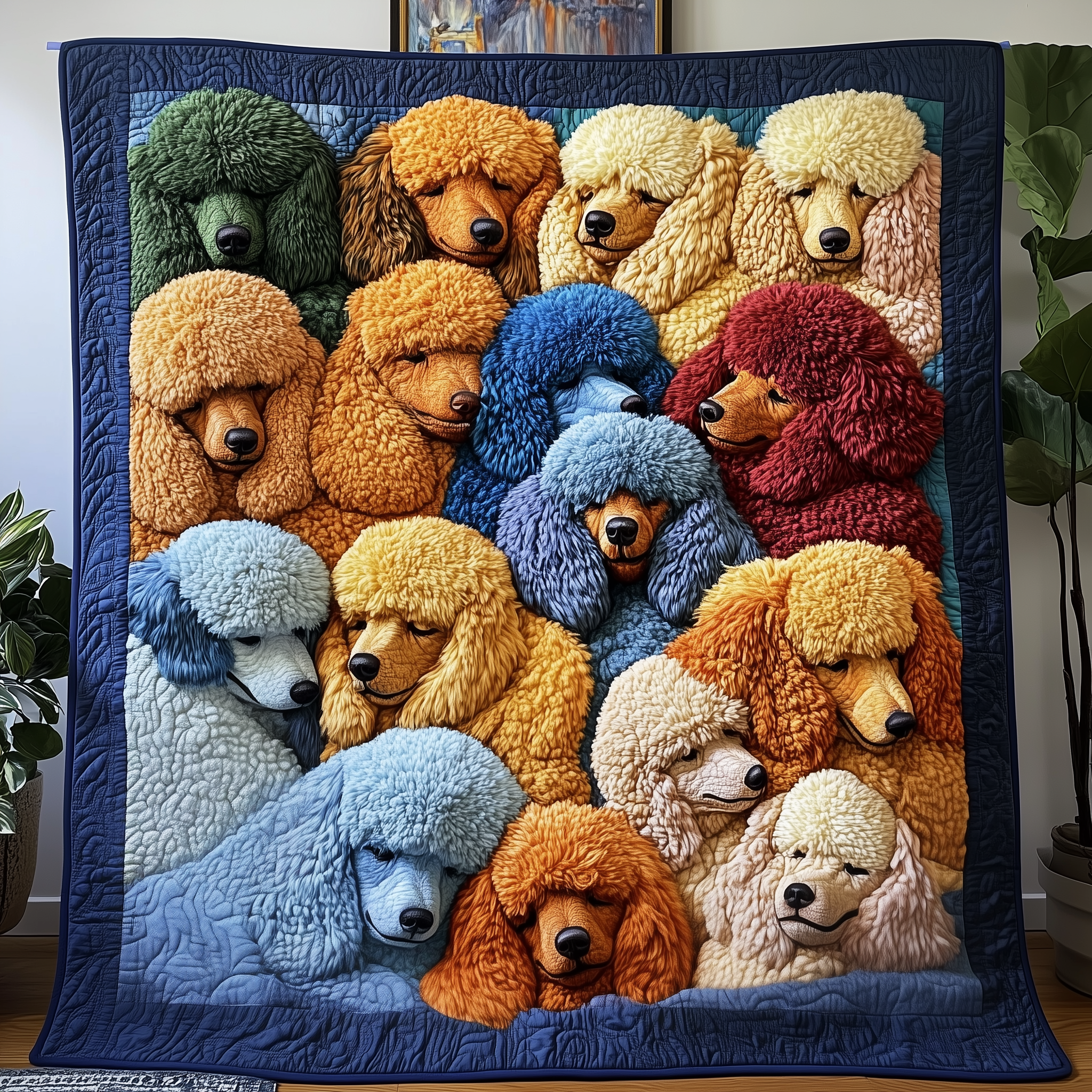 Adorable Sleepy Poodles Motif Quilted Blanket Christmas Gifts With Poodles On Them