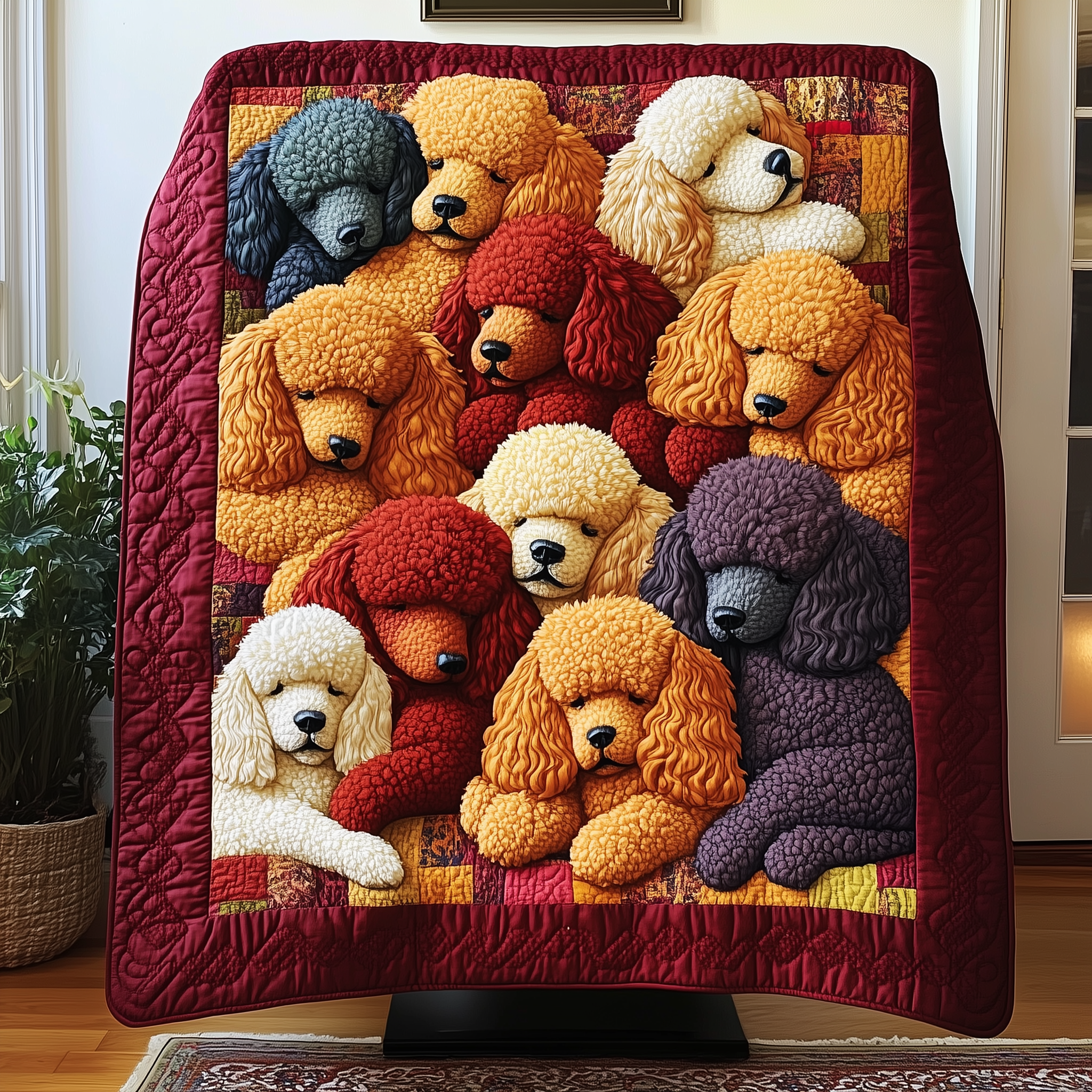 Adorable Sleepy Poodles Pattern Quilted Blanket Best Poodles Gifts For Her