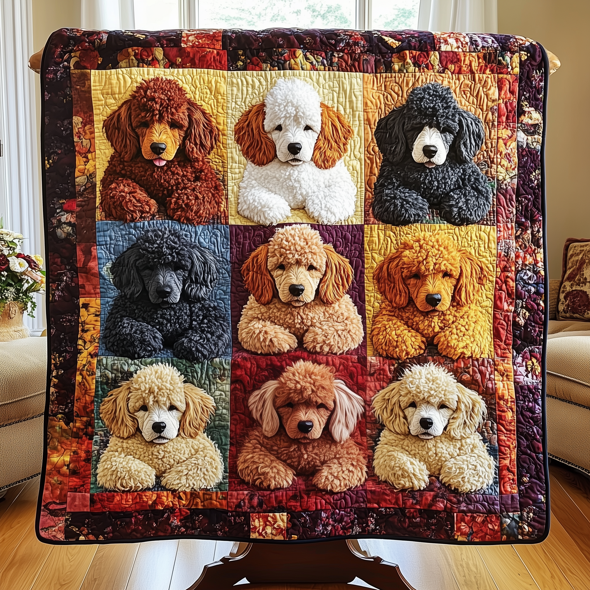 Adorable Sleepy Poodles Stylish Quilted Blanket Cute Poodles Gifts For Girlfriend