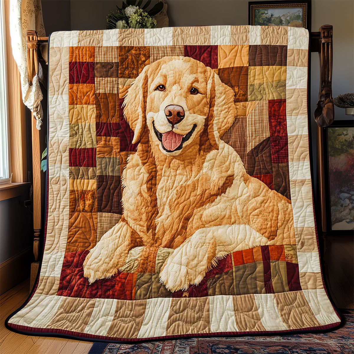 Adorable Smiling Golden Quilt Blanket Winter Blanket Mom And Daughter Gifts