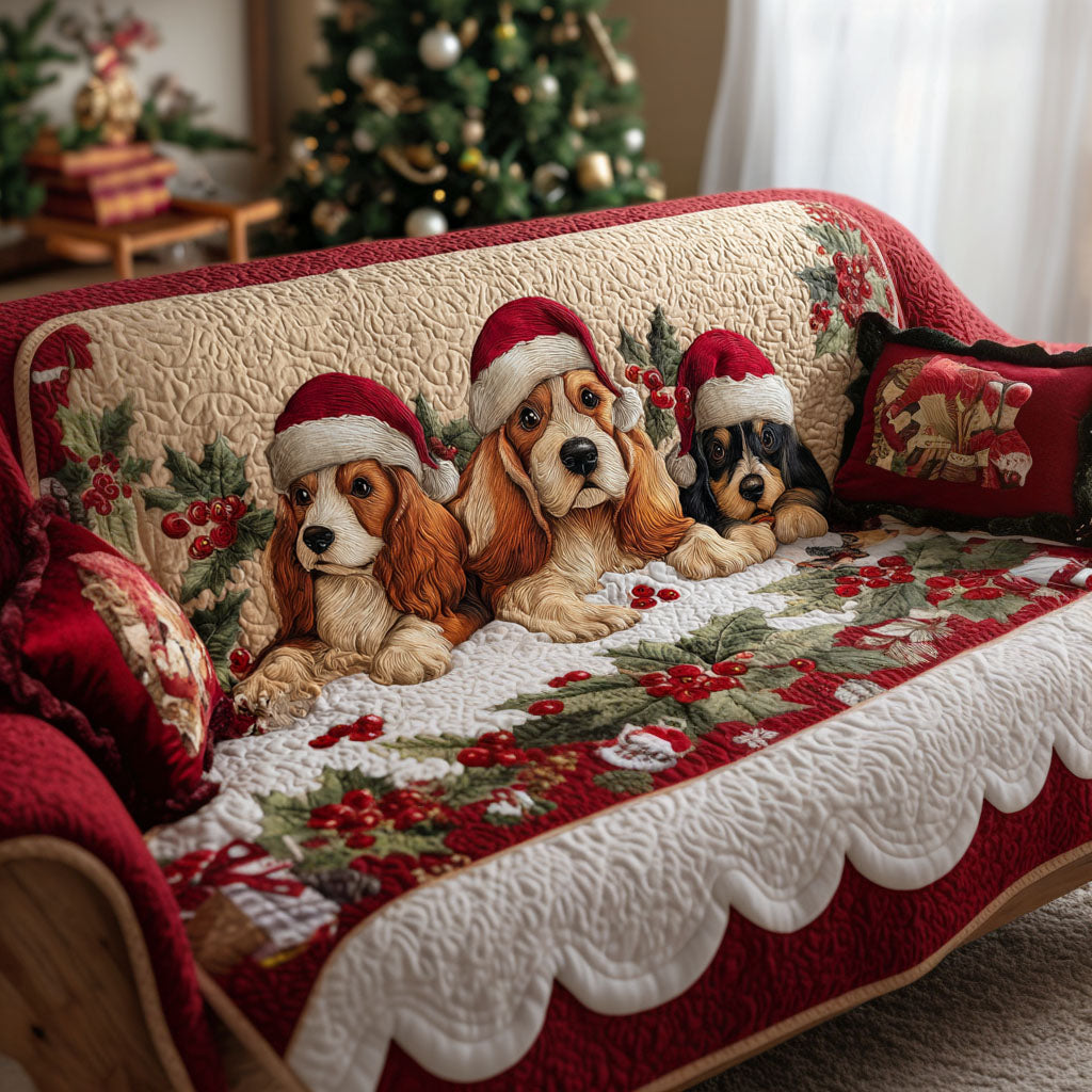 Adorable Spaniel Charm Quilted Sofa Cover Sofa Protector Cover Unique Gift for Dog Owners