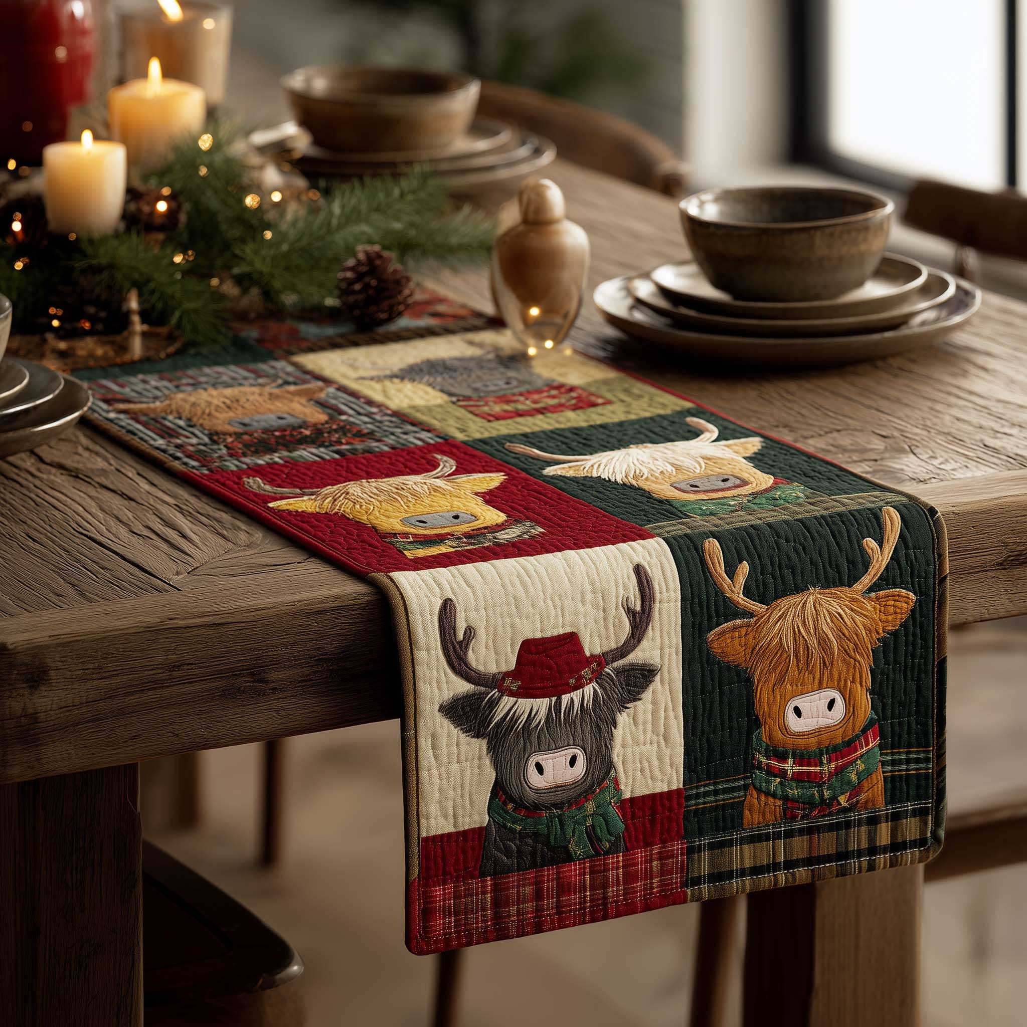 Adorable Western Quilted Table Runner Rustic Kitchen Dining Decor Gift For Cozy Family Home