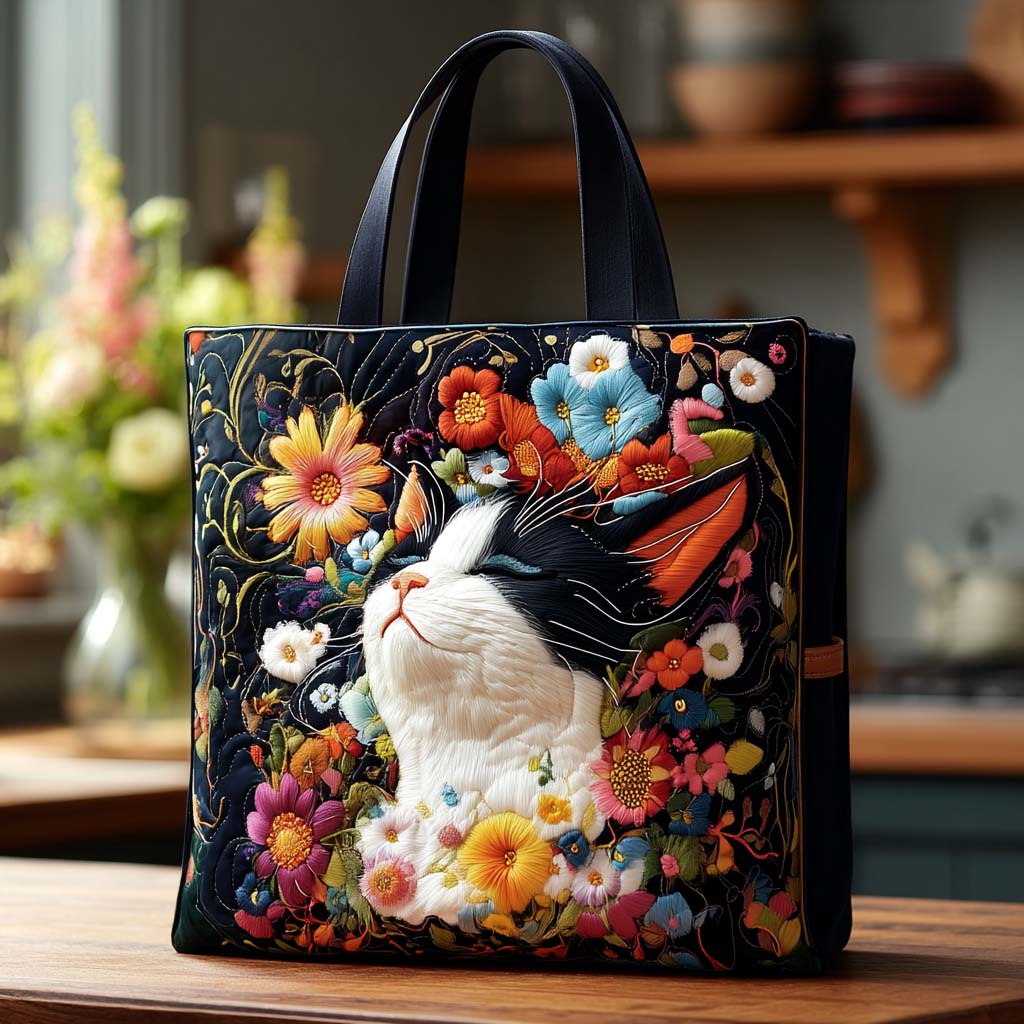 Adorable Whiskers Quilted Tote Bag Cat Gifts For Cat Lovers