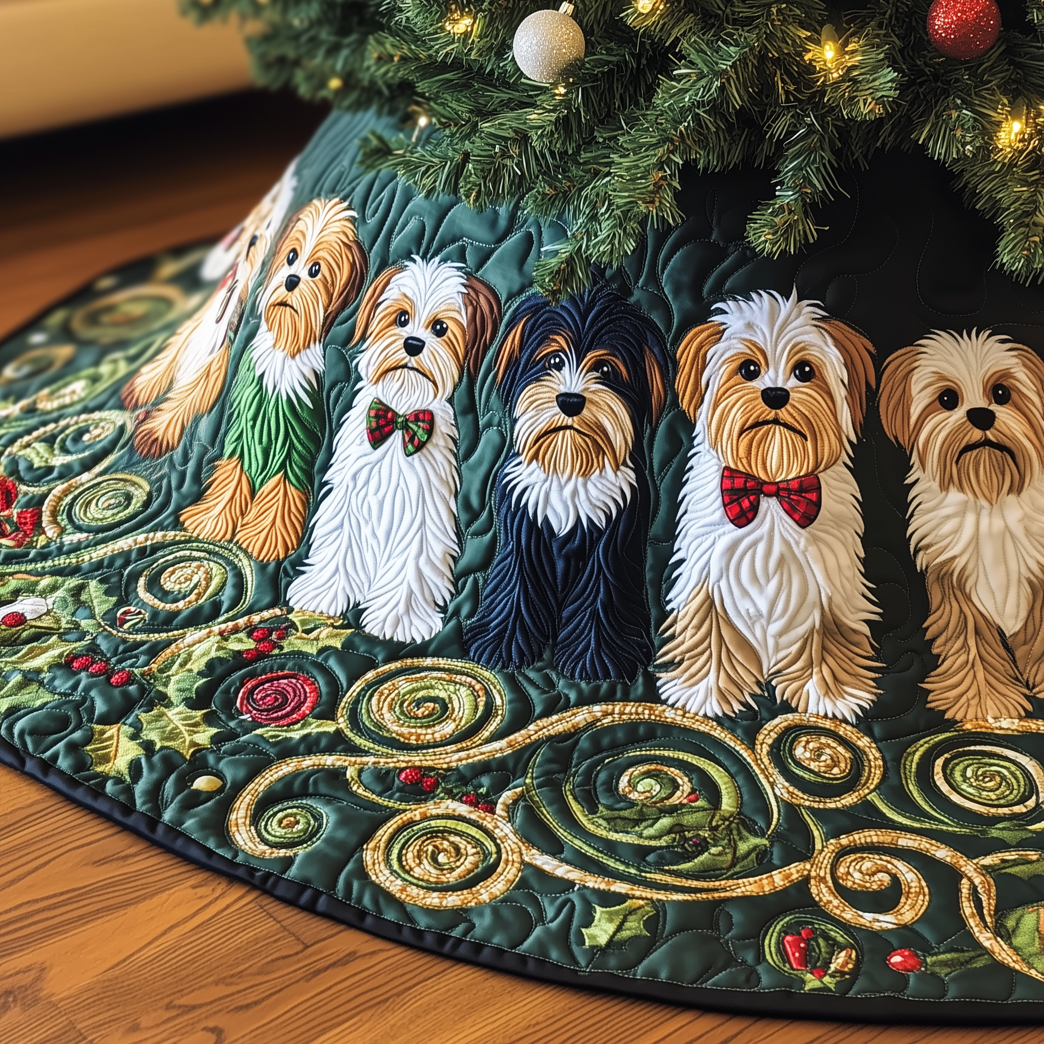 Adorable Yorkshire Terrier Quilted Tree Skirt Fall Merch Pick