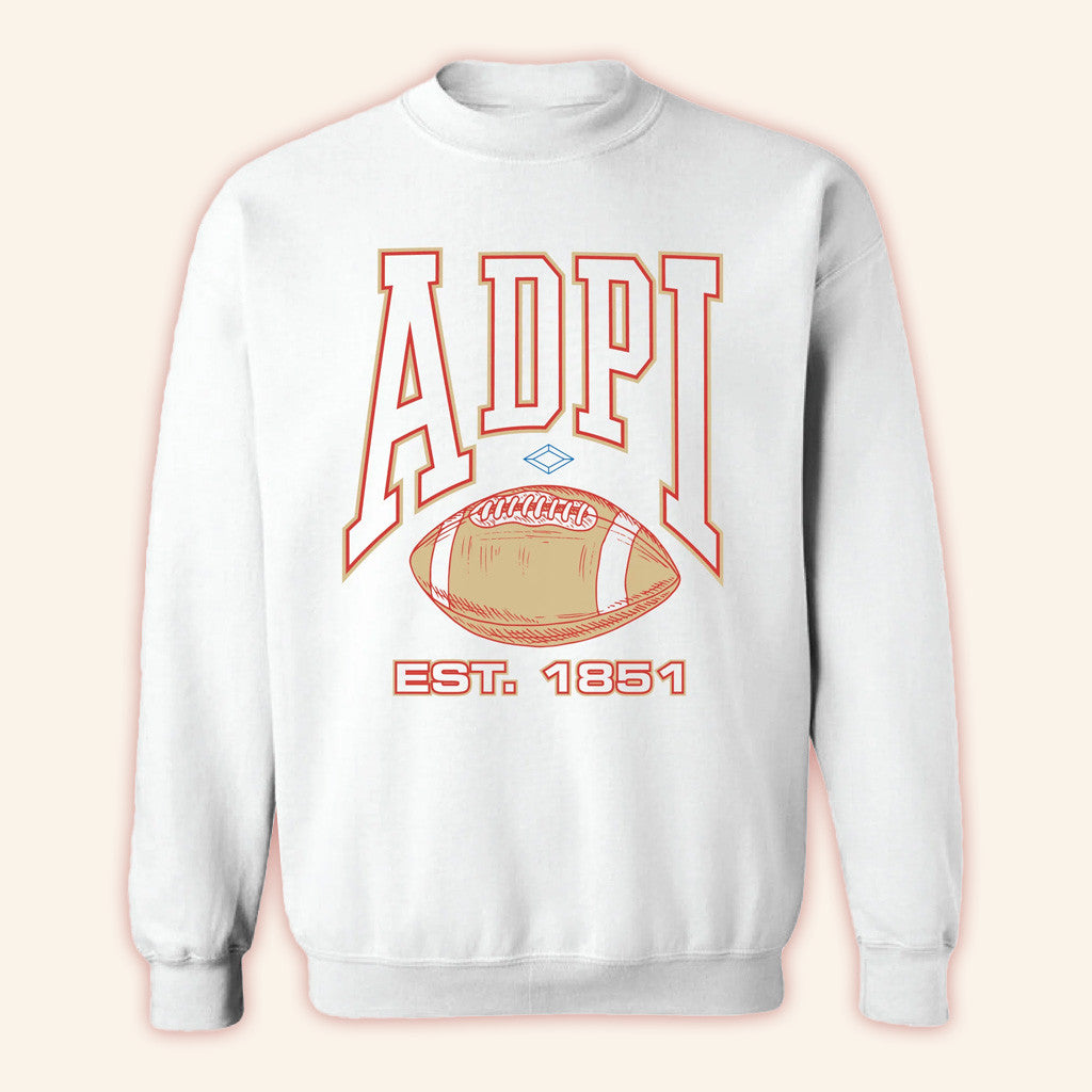 ADPI Merch Alpha Delta Pi Football Sorority Crewneck Sweatshirt Gifts For Besties ADPI Merch Alpha Delta Pi Football Sorority Crewneck Sweatshirt Gifts For Besties