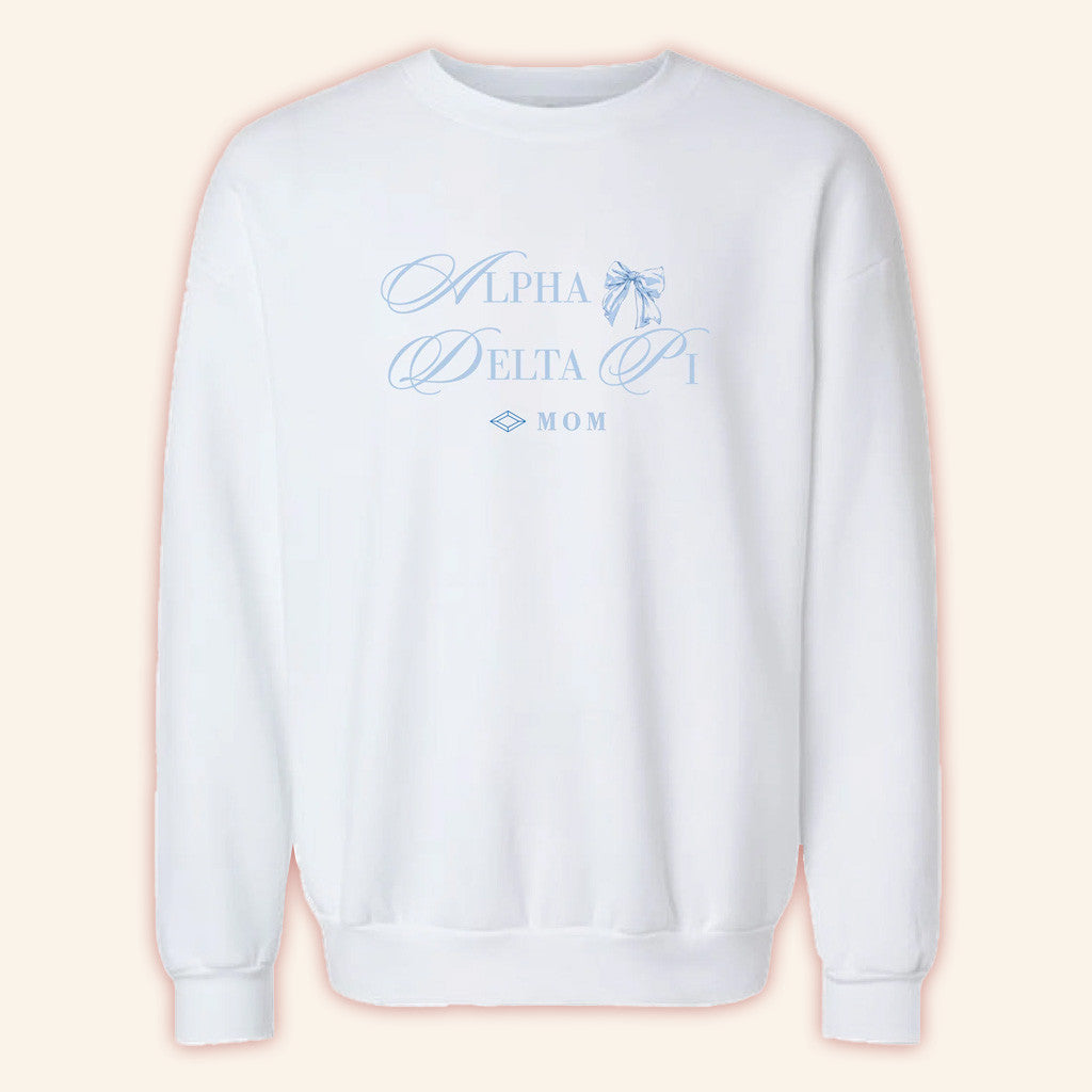 ADPI Merch Alpha Delta Pi Mom Bow Crewneck Sweatshirt Gifts For Mom ADPI Merch Alpha Delta Pi Mom Bow Crewneck Sweatshirt Gifts For Mom