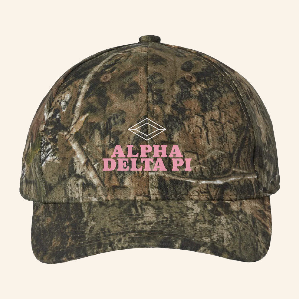 ADPI Merch Alpha Delta Pi Pink Embroidered Camo Hat Gift Ideas For Wife ADPI Merch Alpha Delta Pi Pink Embroidered Camo Hat Gift Ideas For Wife