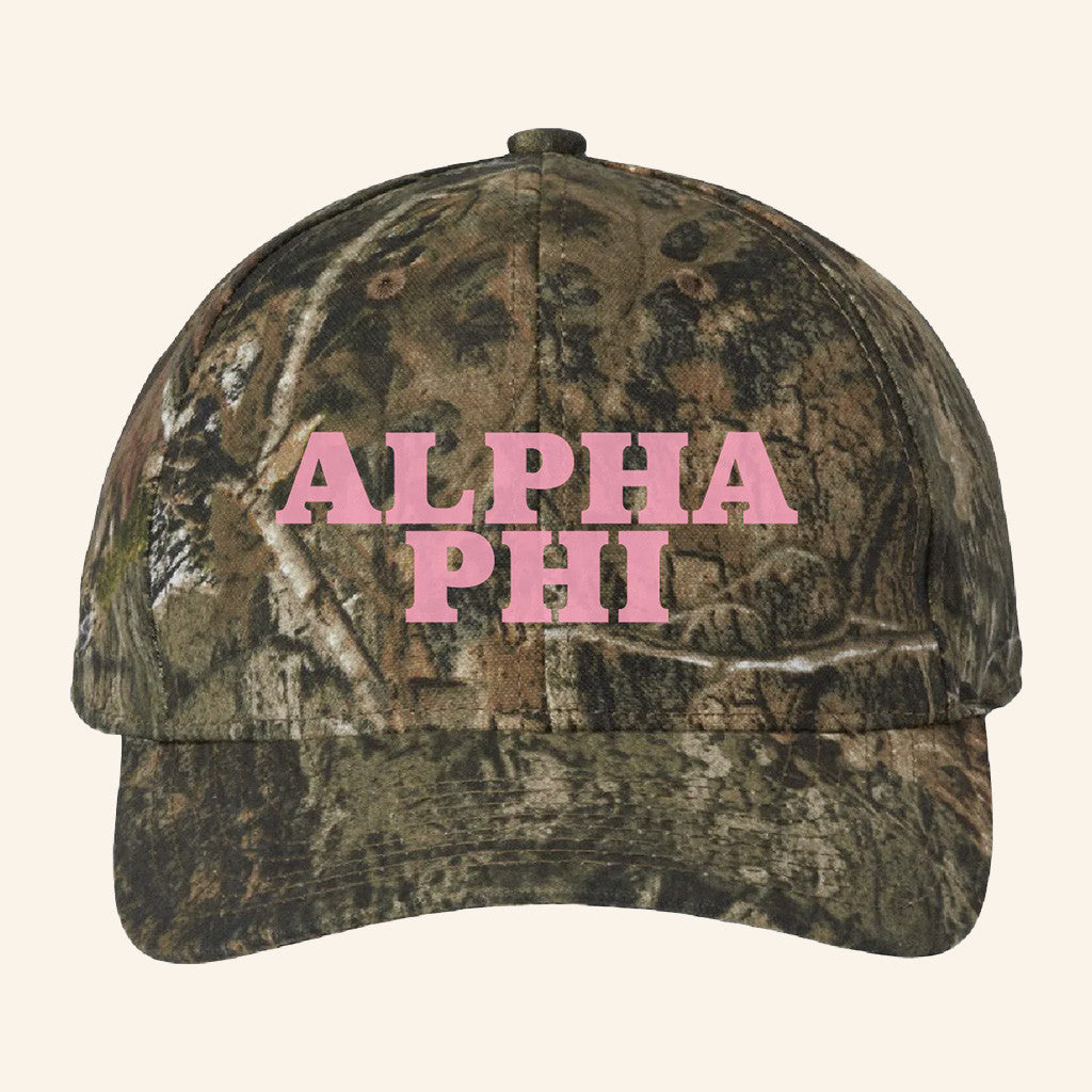 ADPI Merch Alpha Phi Pink Embroidered Camo Hat Best Gifts For Wife ADPI Merch Alpha Phi Pink Embroidered Camo Hat Best Gifts For Wife