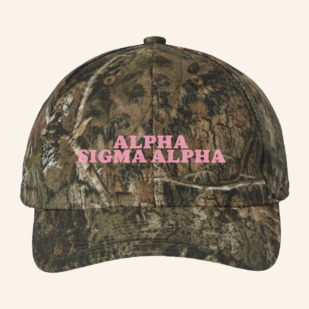 ADPI Merch Alpha Sigma Alpha Pink Embroidered Camo Hat Best Gifts For Mom