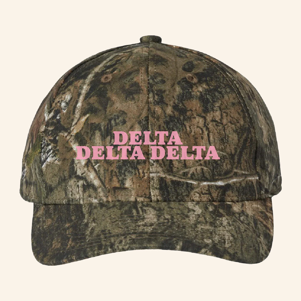 ADPI Merch Delta Delta Delta Pink Embroidered Camo Hat Birthday Present For Wife ADPI Merch Delta Delta Delta Pink Embroidered Camo Hat Birthday Present For Wife
