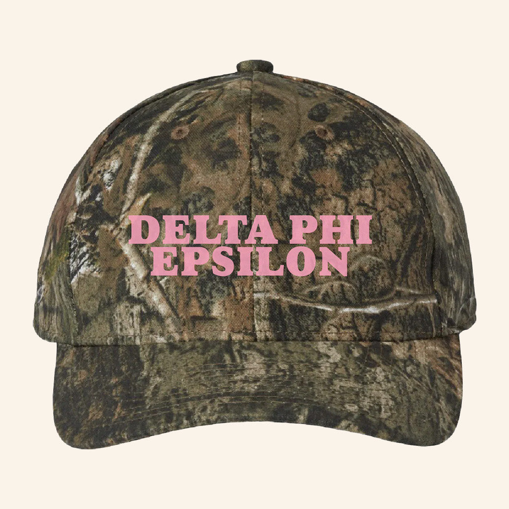 ADPI Merch Delta Phi Epsilon Pink Embroidered Camo Hat Unique Birthday Gift For Wife ADPI Merch Delta Phi Epsilon Pink Embroidered Camo Hat Unique Birthday Gift For Wife