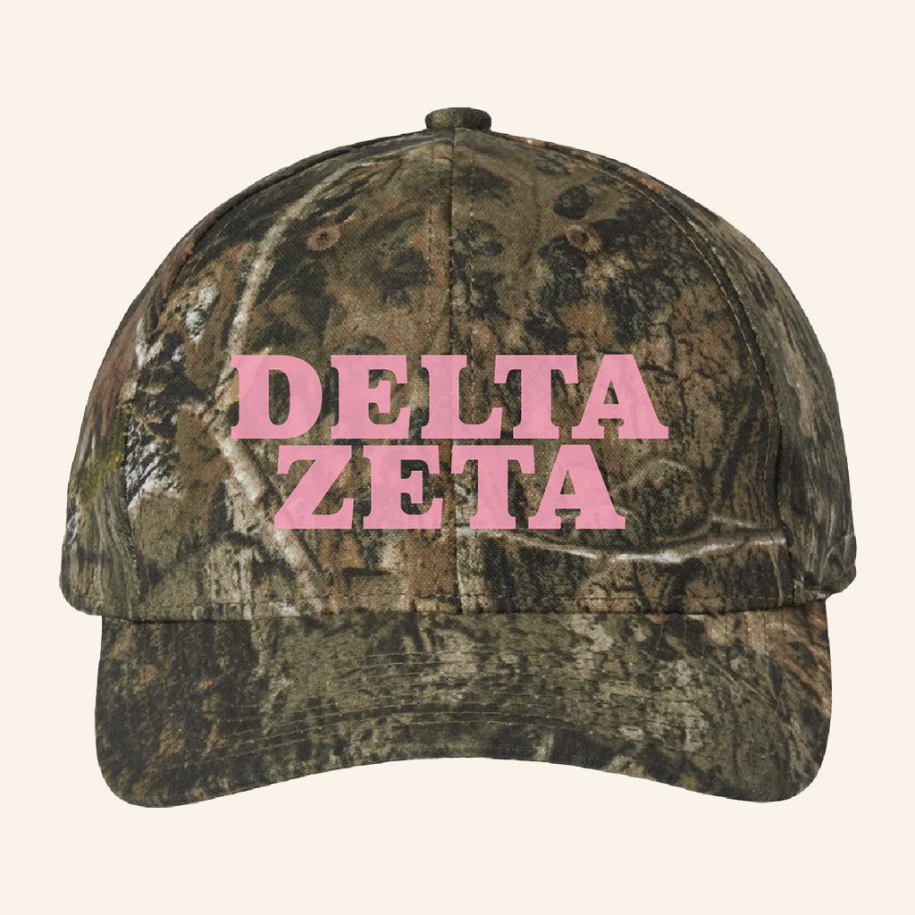 ADPI Merch Delta Zeta Pink Embroidered Camo Hat Unique Birthday Gift For Wife ADPI Merch Delta Zeta Pink Embroidered Camo Hat Unique Birthday Gift For Wife