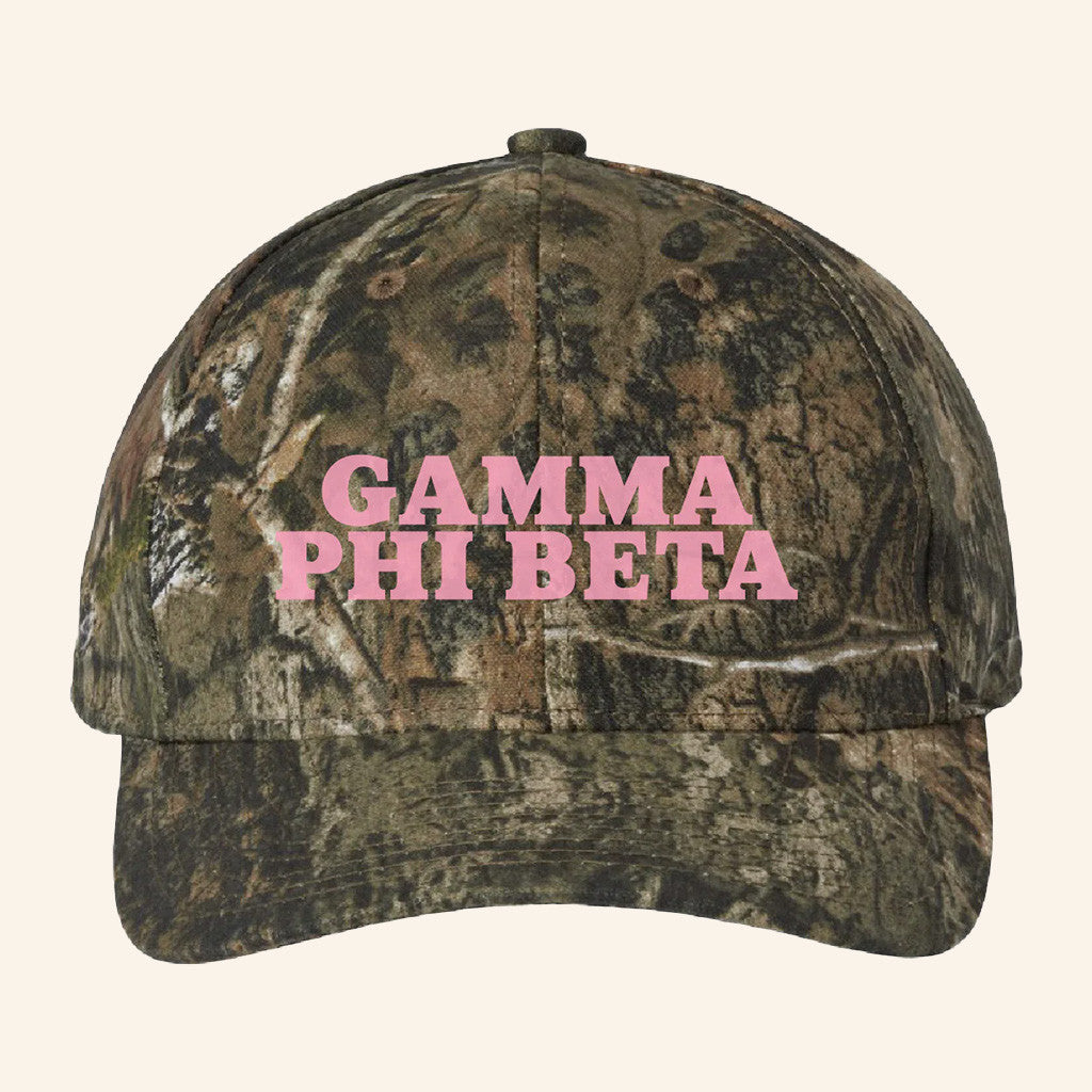 ADPI Merch Gamma Phi Beta Pink Embroidered Camo Hat Birthday Gift Ideas For Mom ADPI Merch Gamma Phi Beta Pink Embroidered Camo Hat Birthday Gift Ideas For Mom
