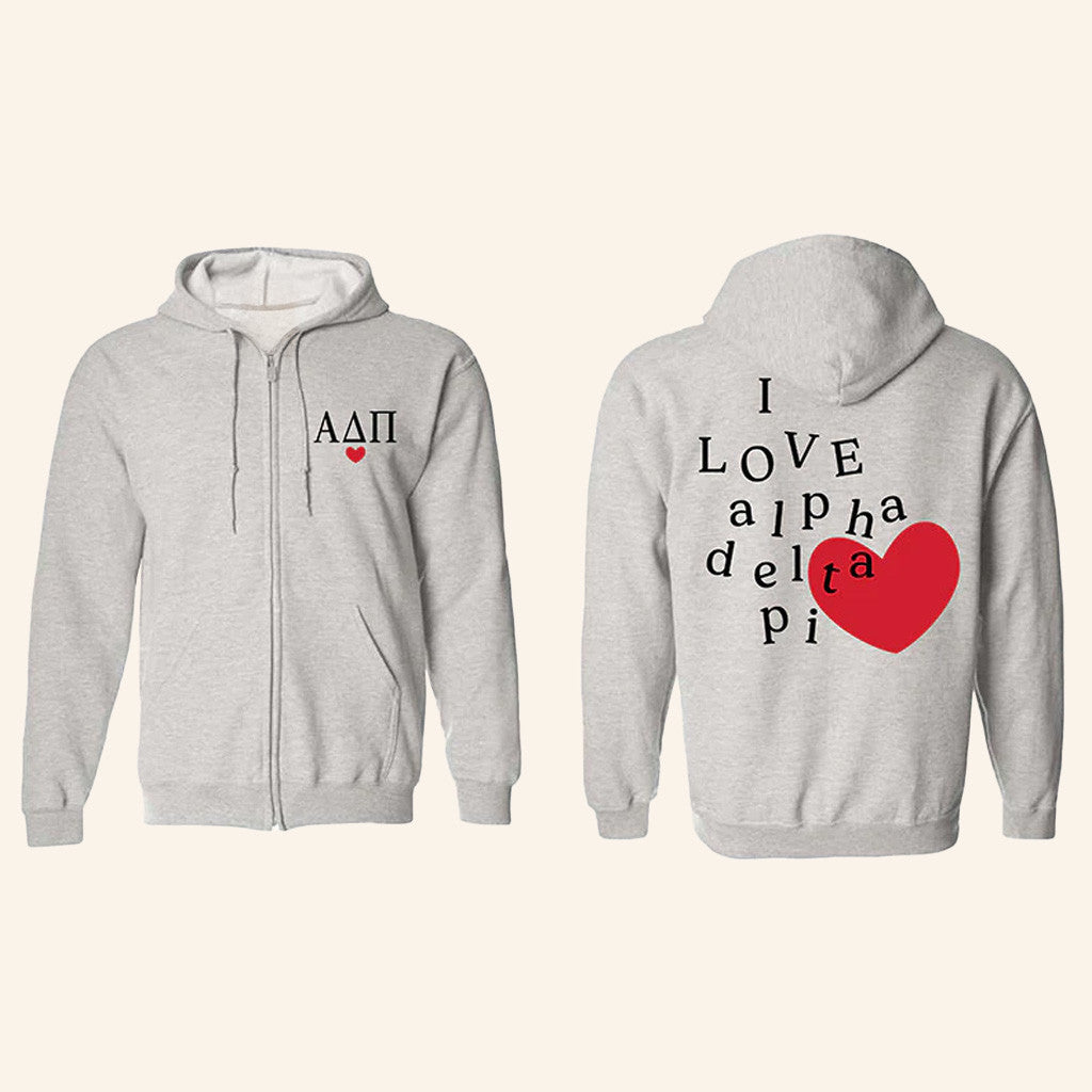 ADPI Merch I Love Alpha Delta Pi Zip Up Hoodie Birthday Ideas For Her ADPI Merch I Love Alpha Delta Pi Zip Up Hoodie Birthday Ideas For Her