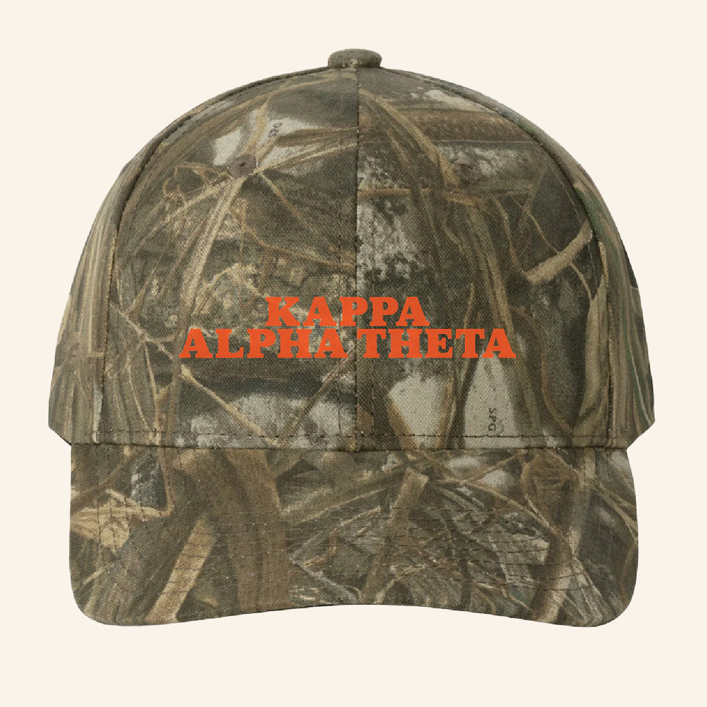 ADPI Merch Kappa Alpha Theta Orange Embroidered Camo Hat Birthday Gifts For Boyfriend