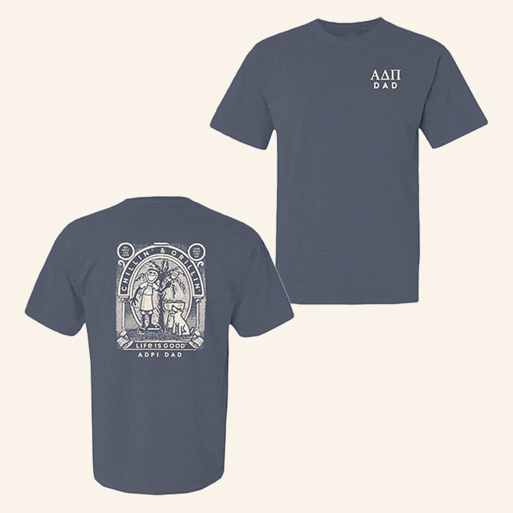 ADPI Merch Life Is Good Alpha Delta Pi Chillin And Grillin Dad T-Shirt Gifts For Him ADPI Merch Life Is Good Alpha Delta Pi Chillin And Grillin Dad T-Shirt Gifts For Him