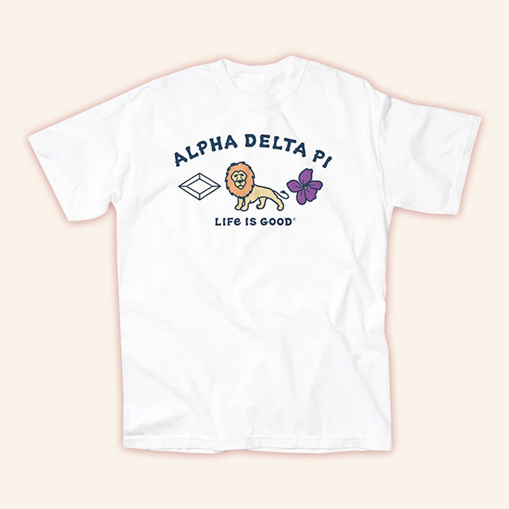 ADPI Merch LIFE IS GOOD Alpha Delta Pi Symbols T-Shirt Gifts For Dudes