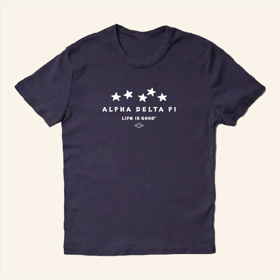 ADPI Merch LIFE IS GOOD Star Alpha Delta Pi T-Shirt Birthday Gifts For Mom Gifts For Fans