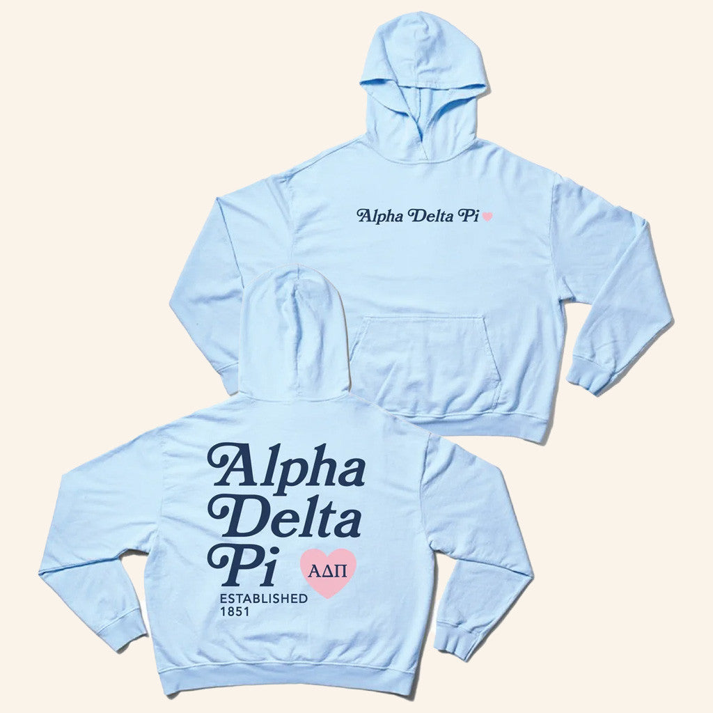 ADPI Merch Light Blue Alpha Delta Pi Heart Hoodie Best Gifts For Girlfriend ADPI Merch Light Blue Alpha Delta Pi Heart Hoodie Best Gifts For Girlfriend