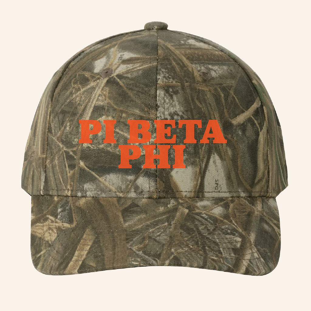 ADPI Merch Pi Beta Phi Orange Embroidered Camo Hat Presents For Boyfriend ADPI Merch Pi Beta Phi Orange Embroidered Camo Hat Presents For Boyfriend