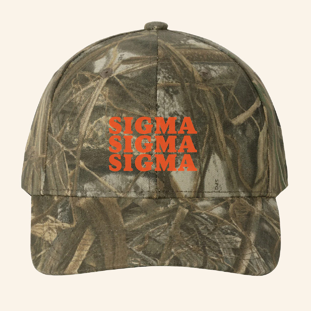 ADPI Merch Sigma Sigma Sigma Orange Embroidered Camo Hat Birthday Gift For Dad ADPI Merch Sigma Sigma Sigma Orange Embroidered Camo Hat Birthday Gift For Dad