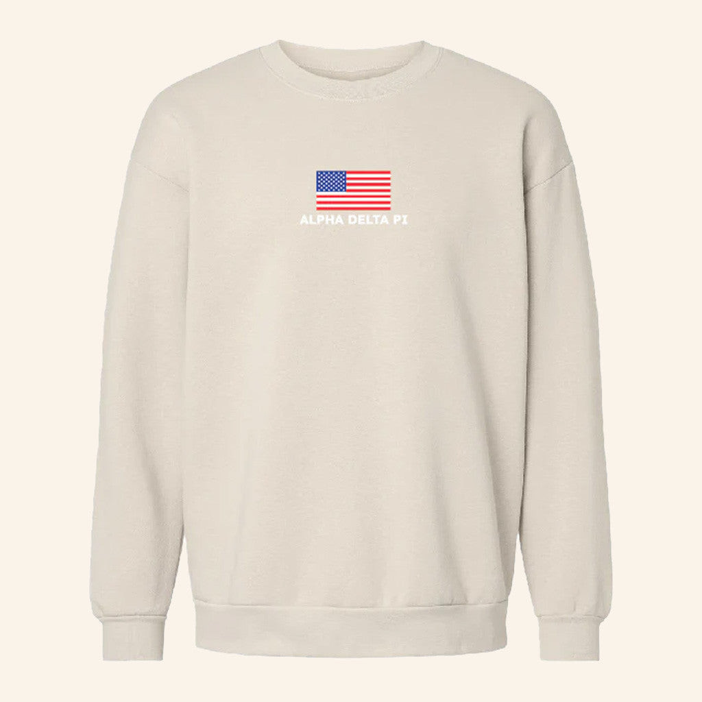 ADPI Merch USA Flag Alpha Delta Pi Crewneck Sweatshirt Gifts For Friends ADPI Merch USA Flag Alpha Delta Pi Crewneck Sweatshirt Gifts For Friends