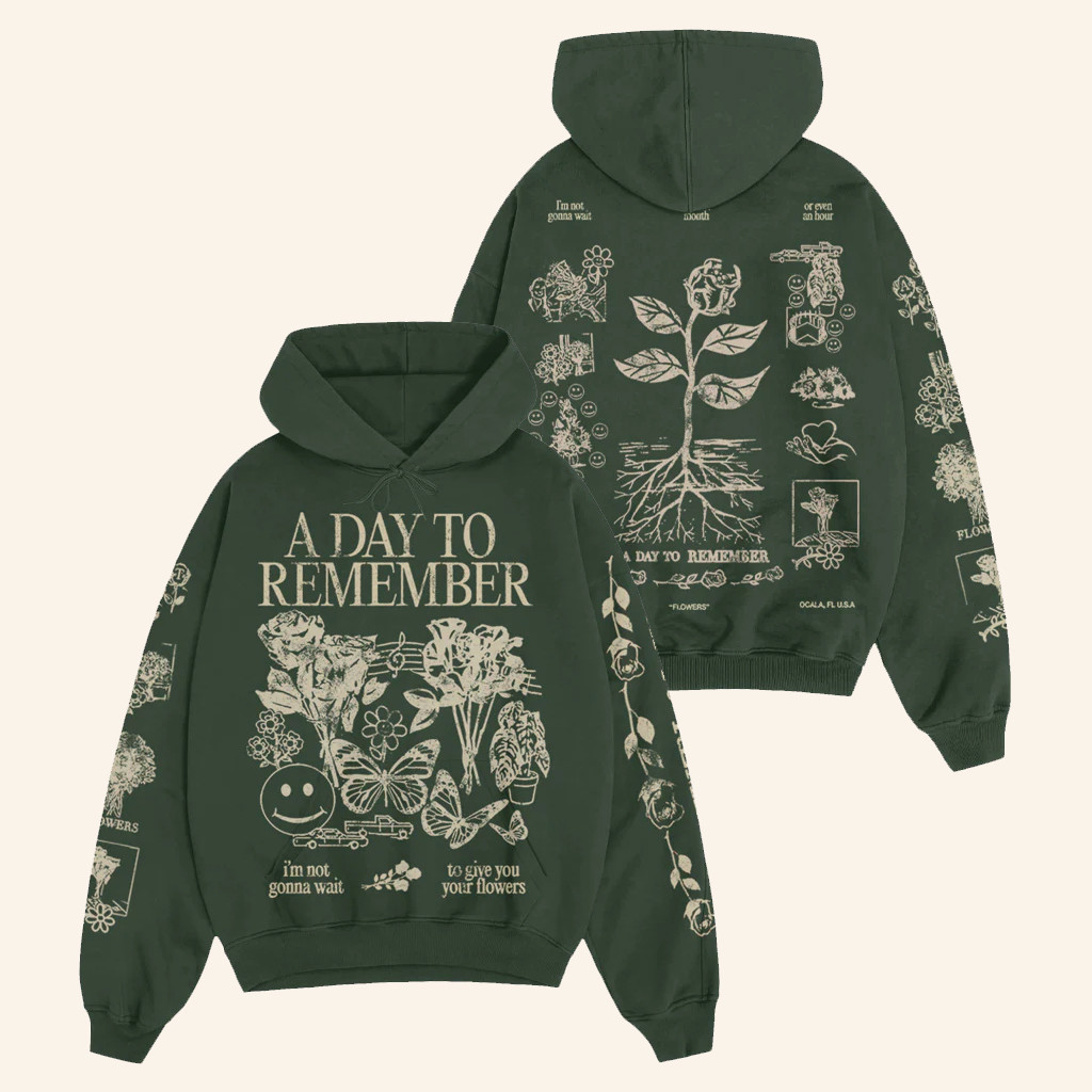 ADTR Merch Flowers Hoodie A Day To Remember Hoodie Gifts For Rock Fans ADTR Merch Flowers Hoodie A Day To Remember Hoodie Gifts For Rock Fans