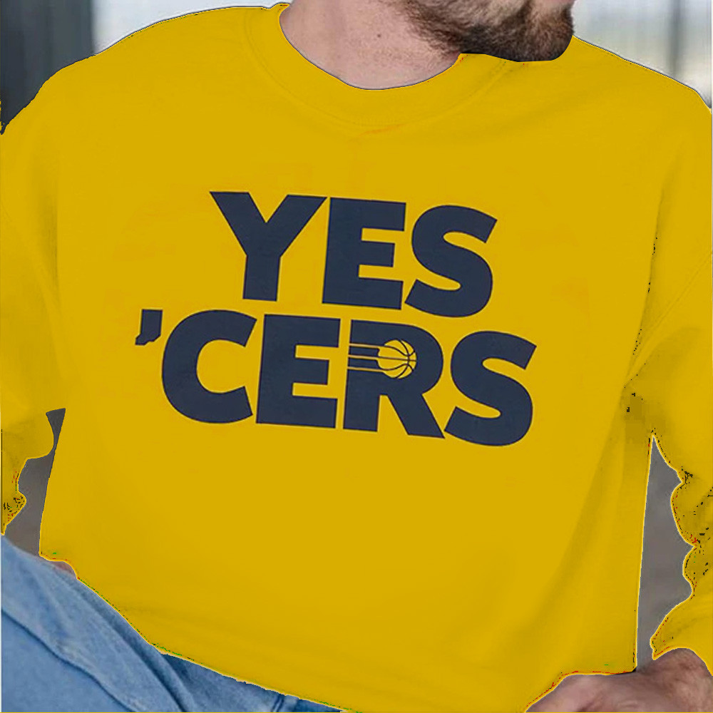Adult Indiana Pacers Yes Cers T-Shirt in Gold Sweatshirt Gift For Pacers Fans