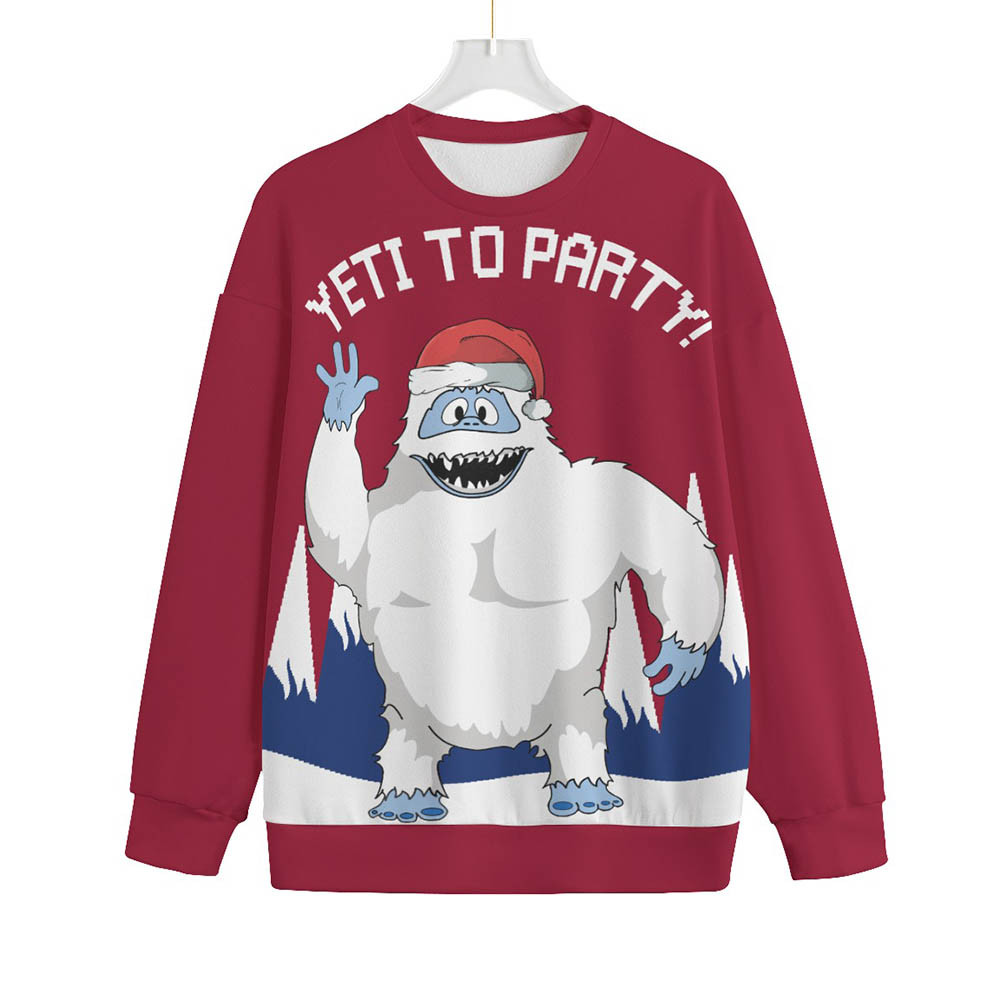 Adult Plus Size Tacky Christmas Sweater Yeti To Party Cardinal Red Heartwarming Christmas Gift Sweater for Him or Her