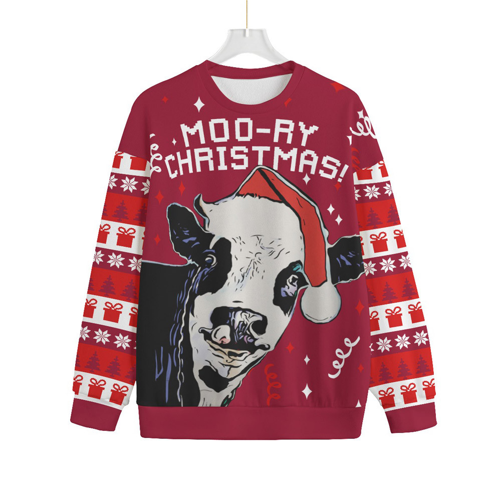 Adults Cow Ugly Christmas Sweater Plus Size Funny Holiday Sweater for Family Gatherings