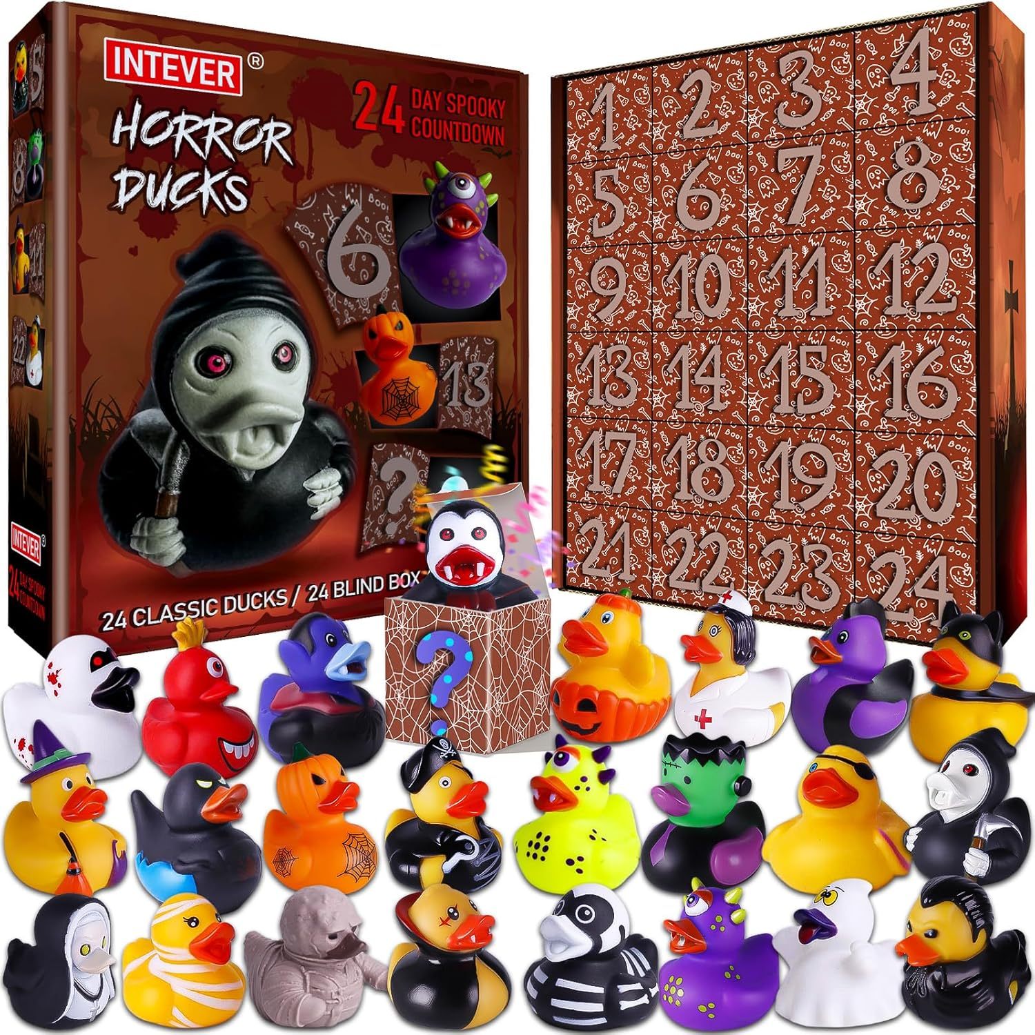 Advent Calendar 2025 Horror Rubber Duckies Holiday Decor Animal Advent Calendar Xmas Gift Ideas