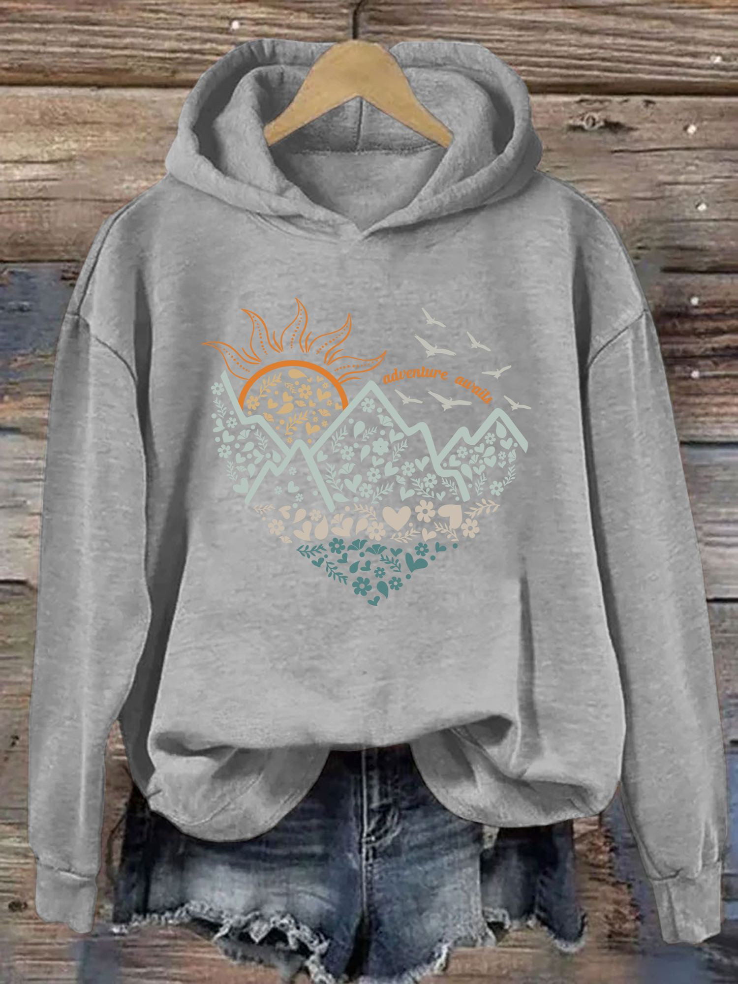 Adventure Awaits Hoodie Nature Themed Novelty Graphic Clothing Presents Ideas For Her