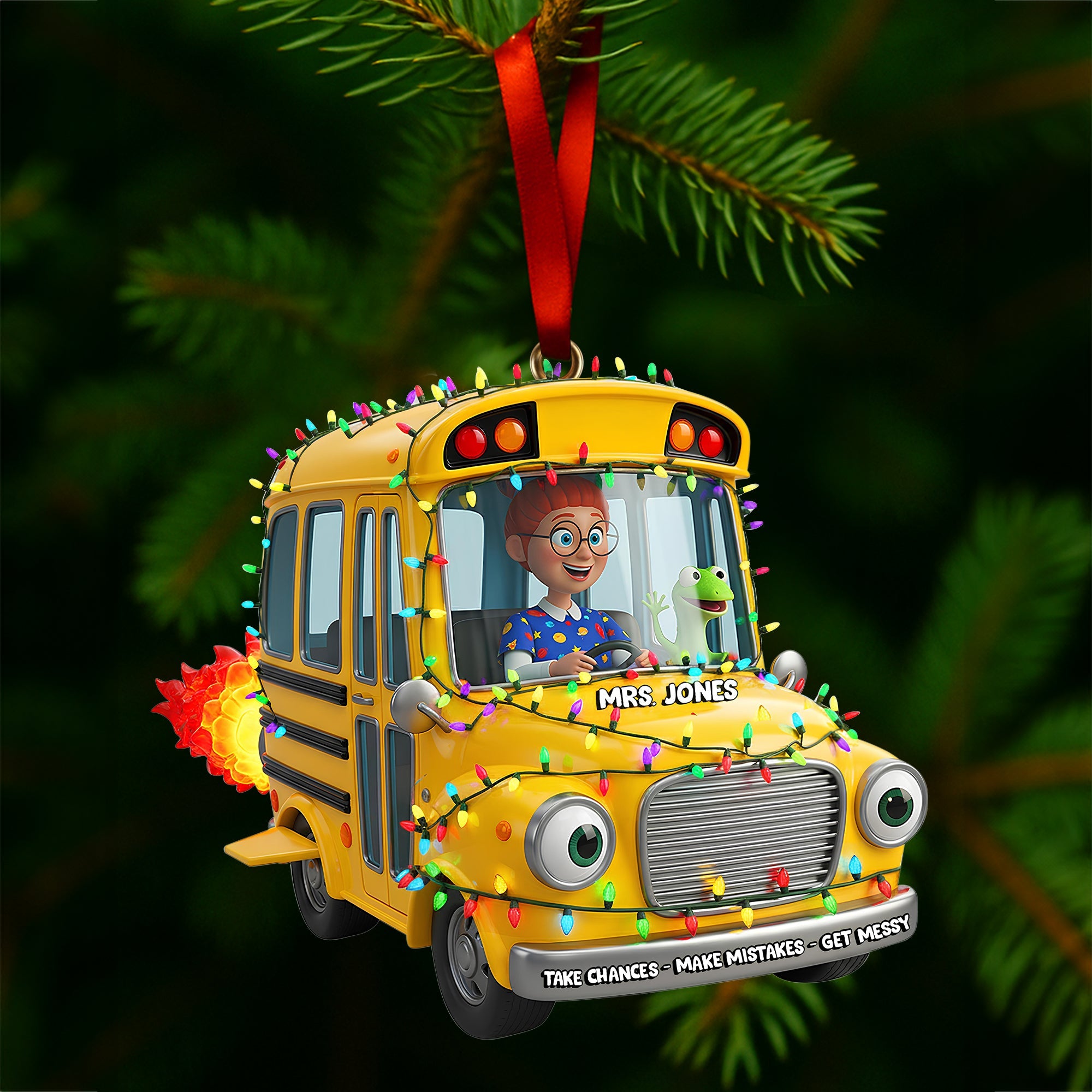 Adventure Bus Custom Photo Ornament - Personalized Christmas Gifts For Teachers - Holiday Tree Decoration Gift