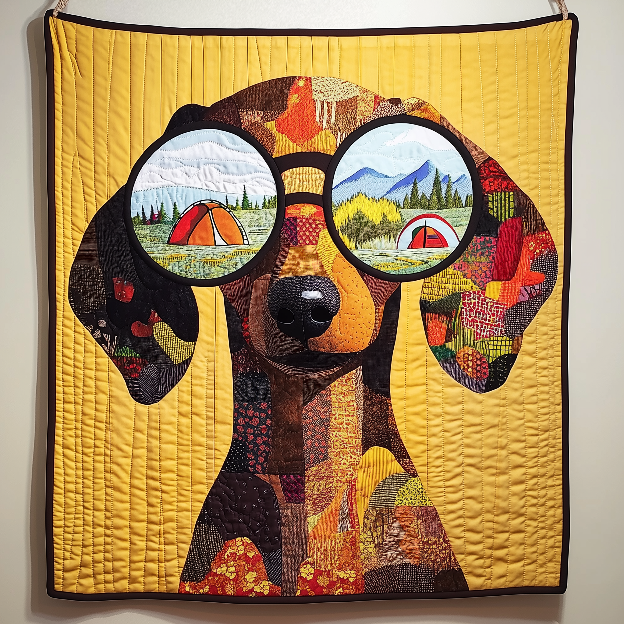 Adventure Dachshund Dog Forest Quilted Blanket Camper Outdoors Funny Sausage Dog Gifts