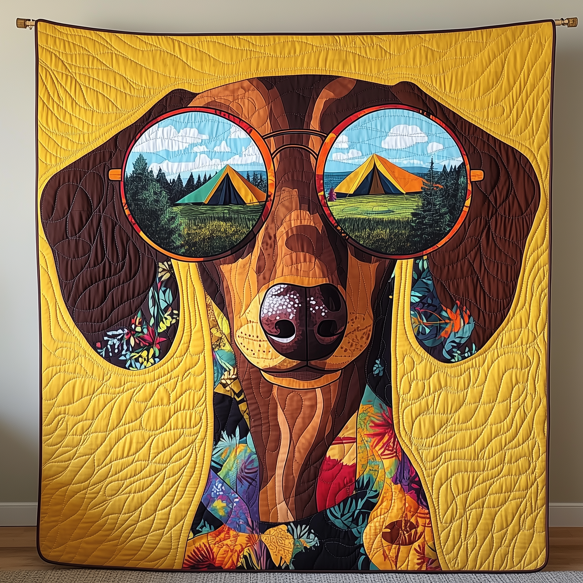 Adventure Dachshund Dog Hiking Quilted Blanket Doxie Lovers Traveler Explorer Dachshund Dog Gifts