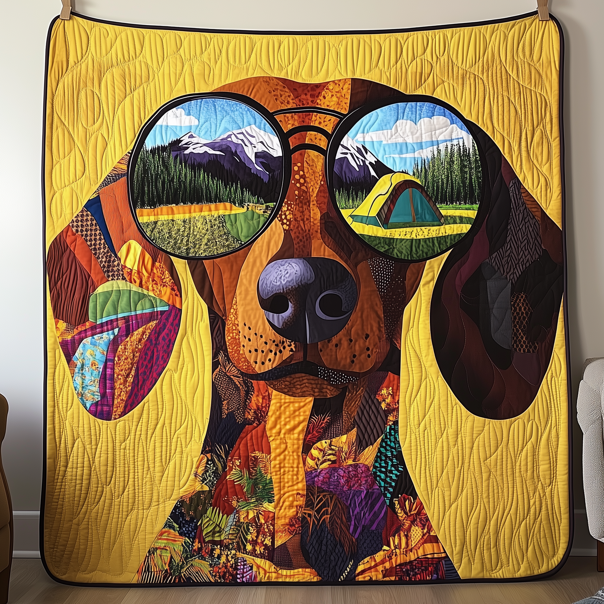 Adventure Dachshund Dog Outdoors Quilted Blanket Dog Gifts For Travel Lovers