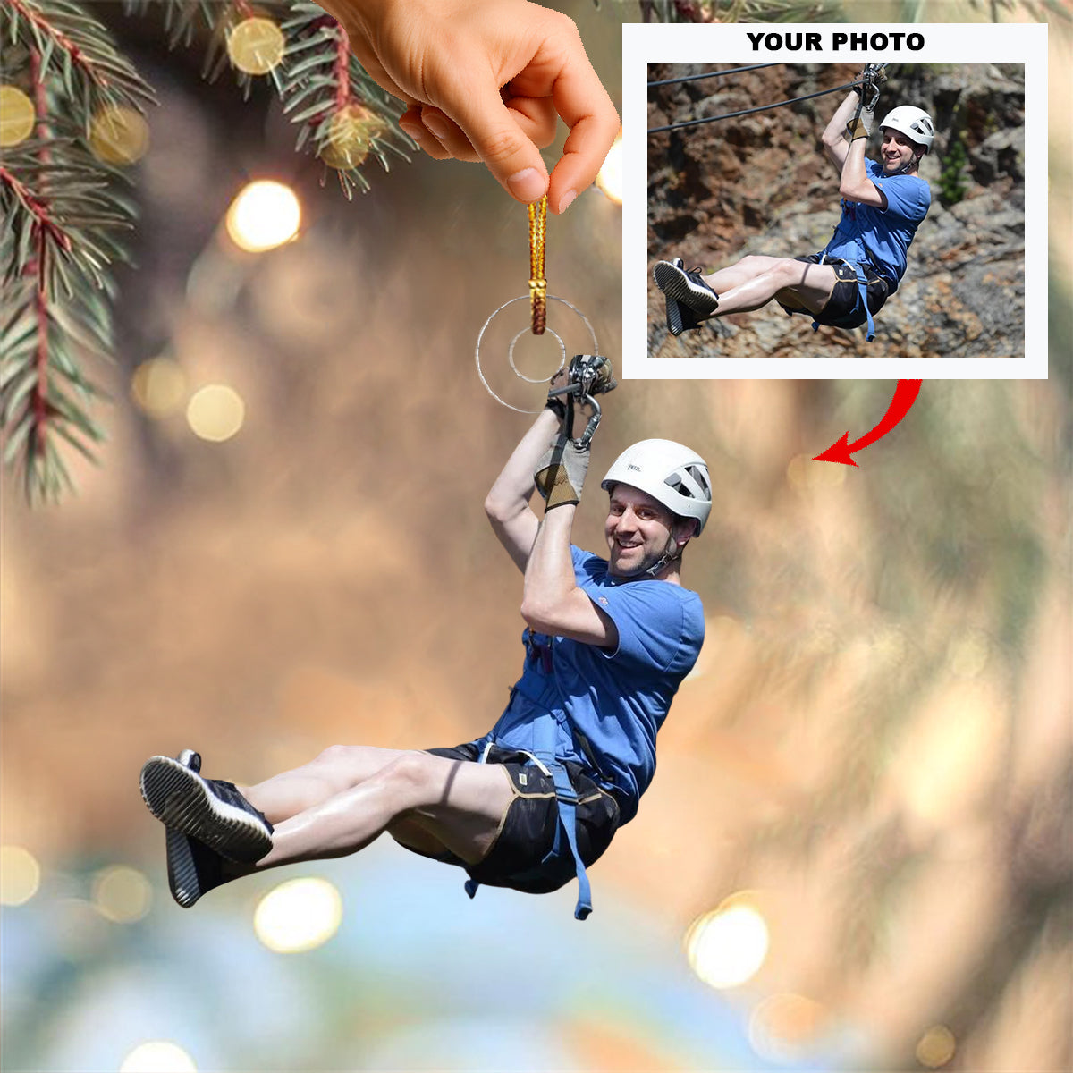 Adventure In The Air Personalized Photo Mica Ornament Christmas Gift For Family Members
