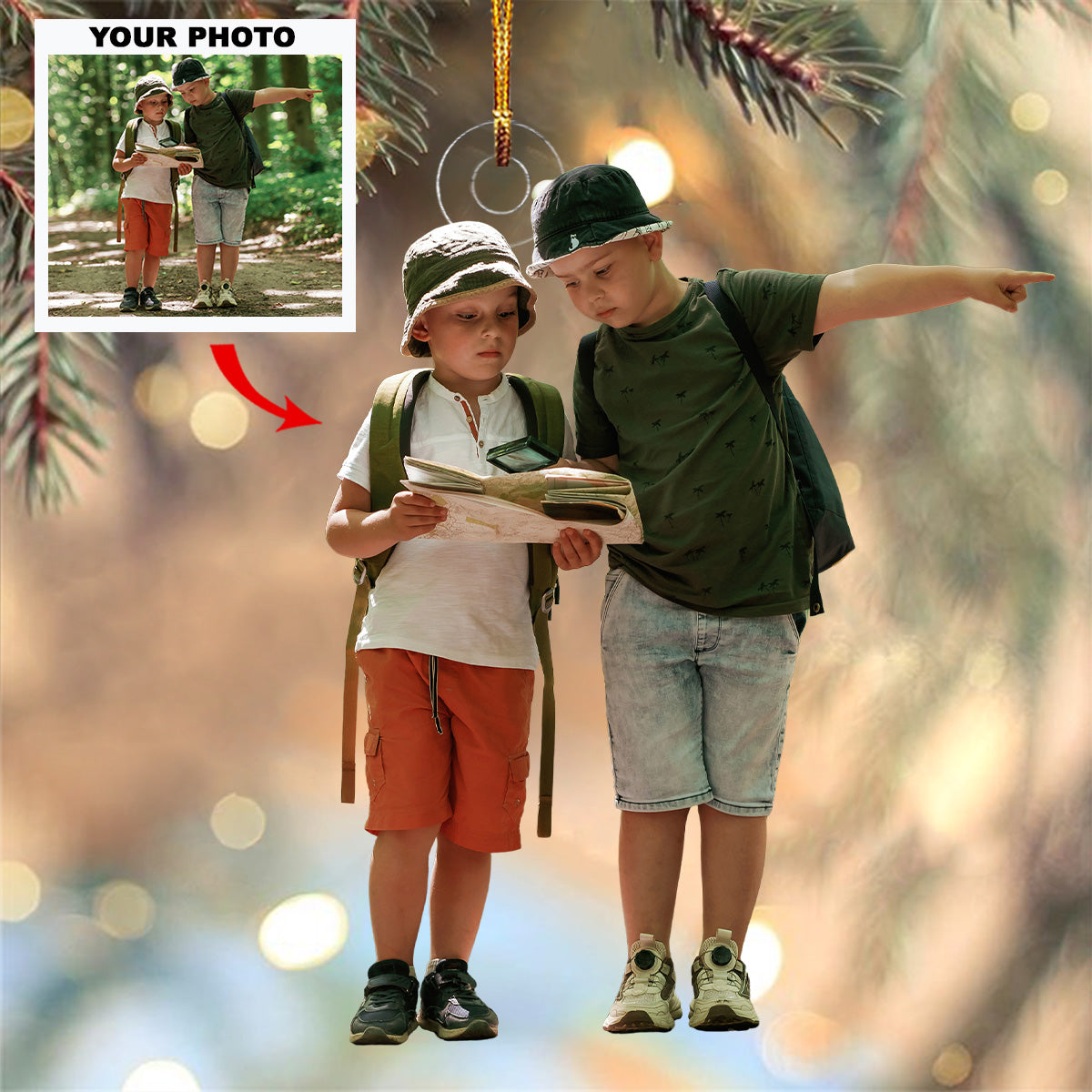 Adventure Scout Personalized Photo Mica Ornament Christmas Gift For Family Family members