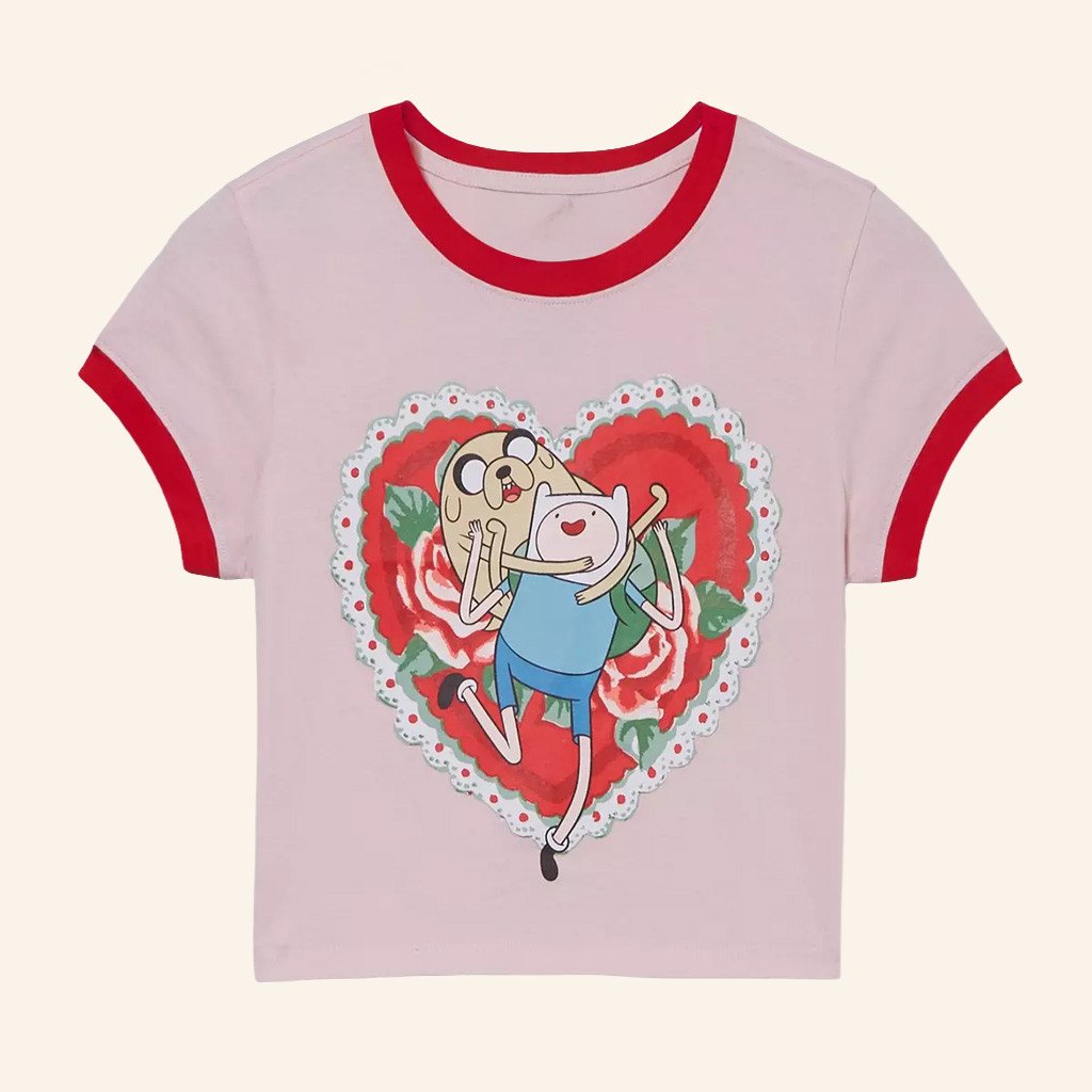 Adventure Time Merch Finn And Jake Valentine's Day Baby Tee Valentine Day Gifts For Wife