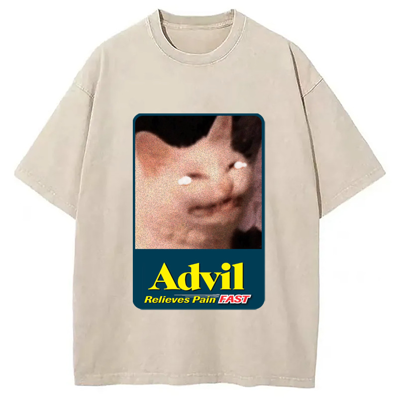 Advil Cat Washed T-Shirt Funny Quote Unisex Shirt Gifts For Him