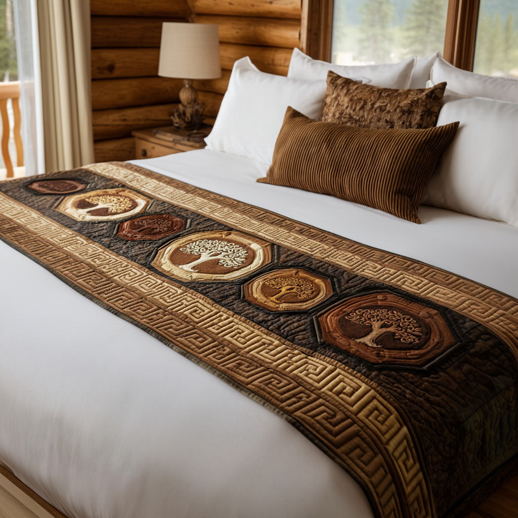 Aegean Roots Quilted Bed Runner Bed Decorations Tree Of Life Gifts For Her