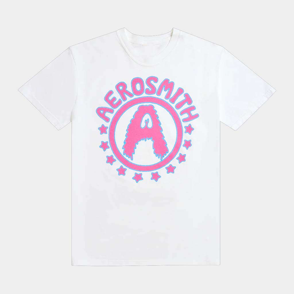 Aerosmith Merch White Star T-Shirt Gifts For Rock Band Fans